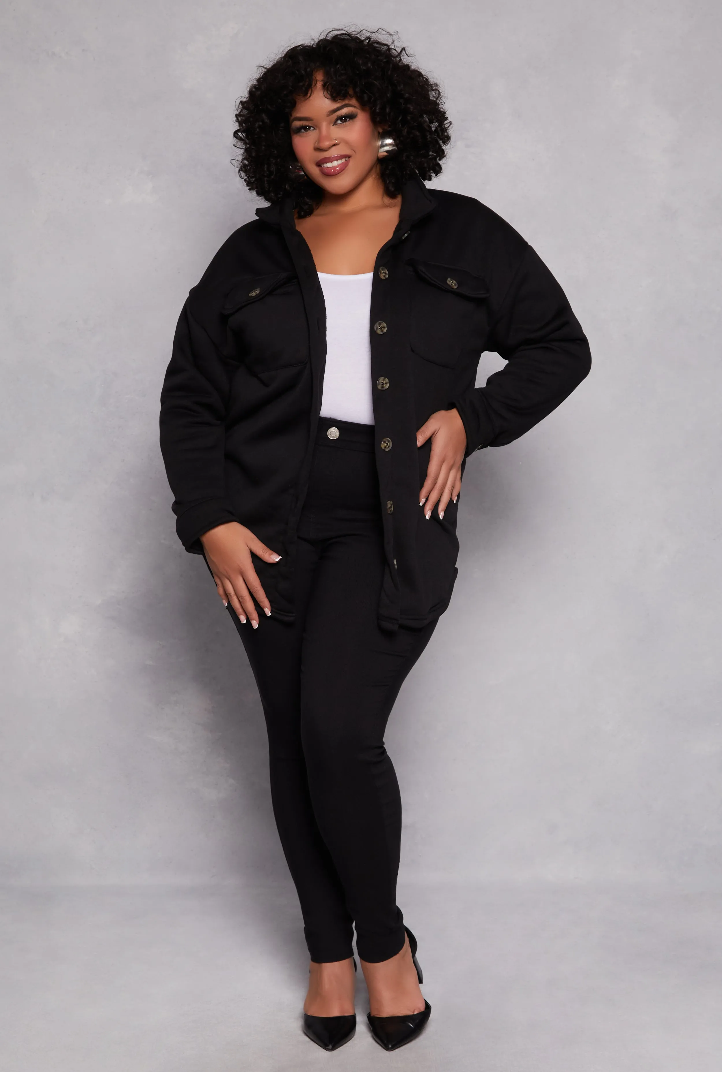 Plus Size Sherpa Lined Shacket sold by Rainbow product image thumbnail 2
