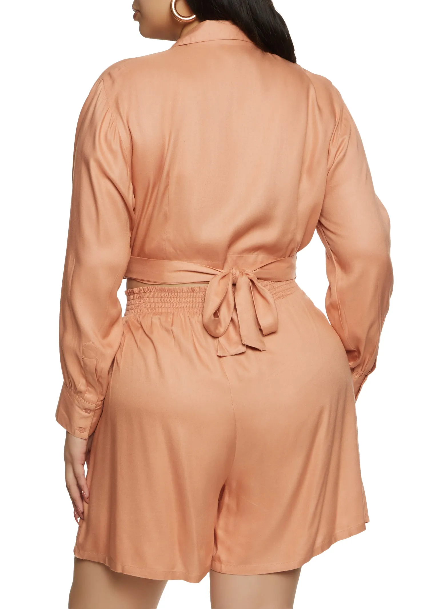 Plus Size Tie Back Long Sleeve Blouse sold by Rainbow product image thumbnail 3