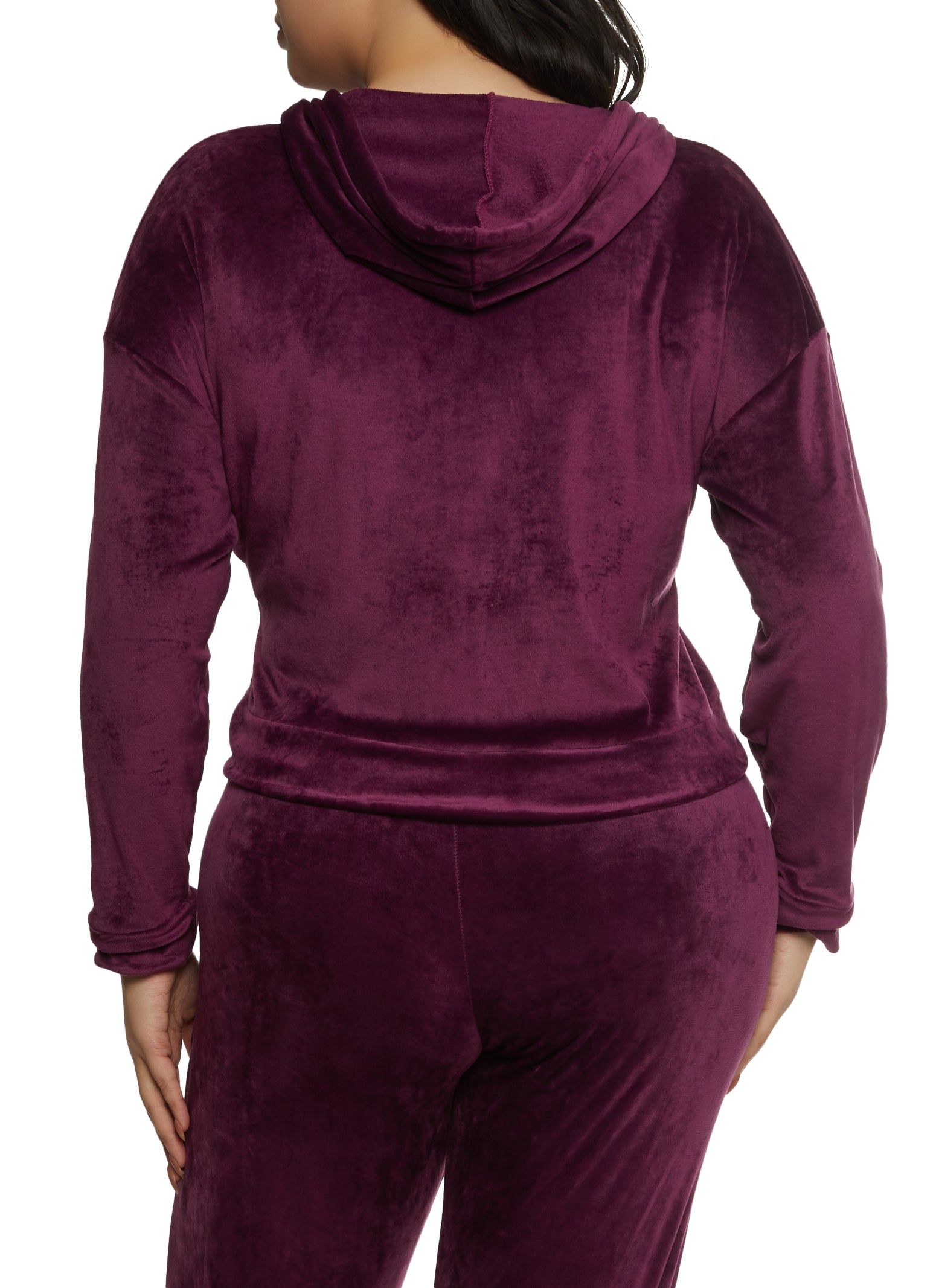 Plus Size Velour Zip Front Hooded Sweatshirt sold by Rainbow product image thumbnail 3