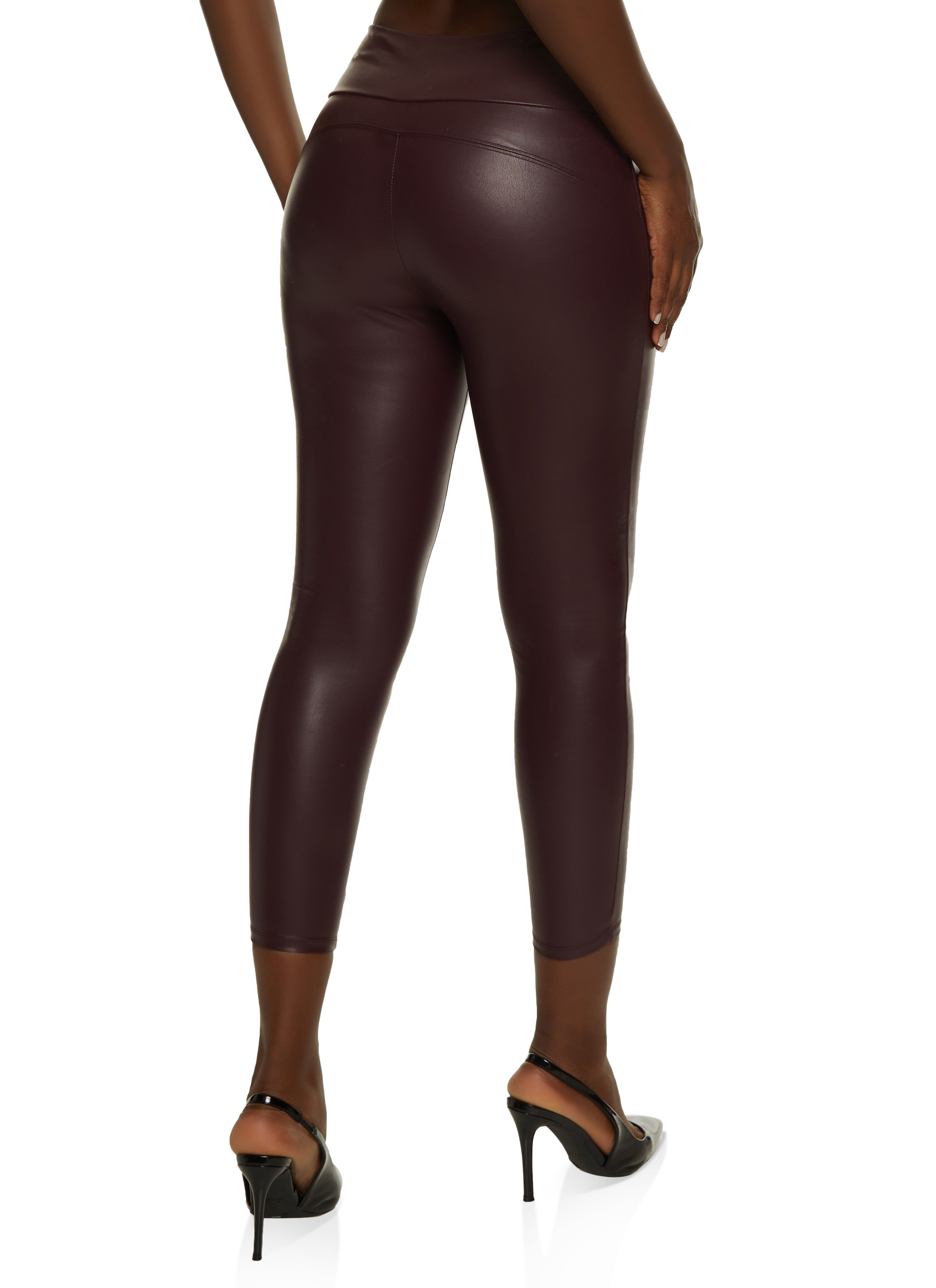 Faux Leather Cropped Leggings sold by Rainbow product image thumbnail 3