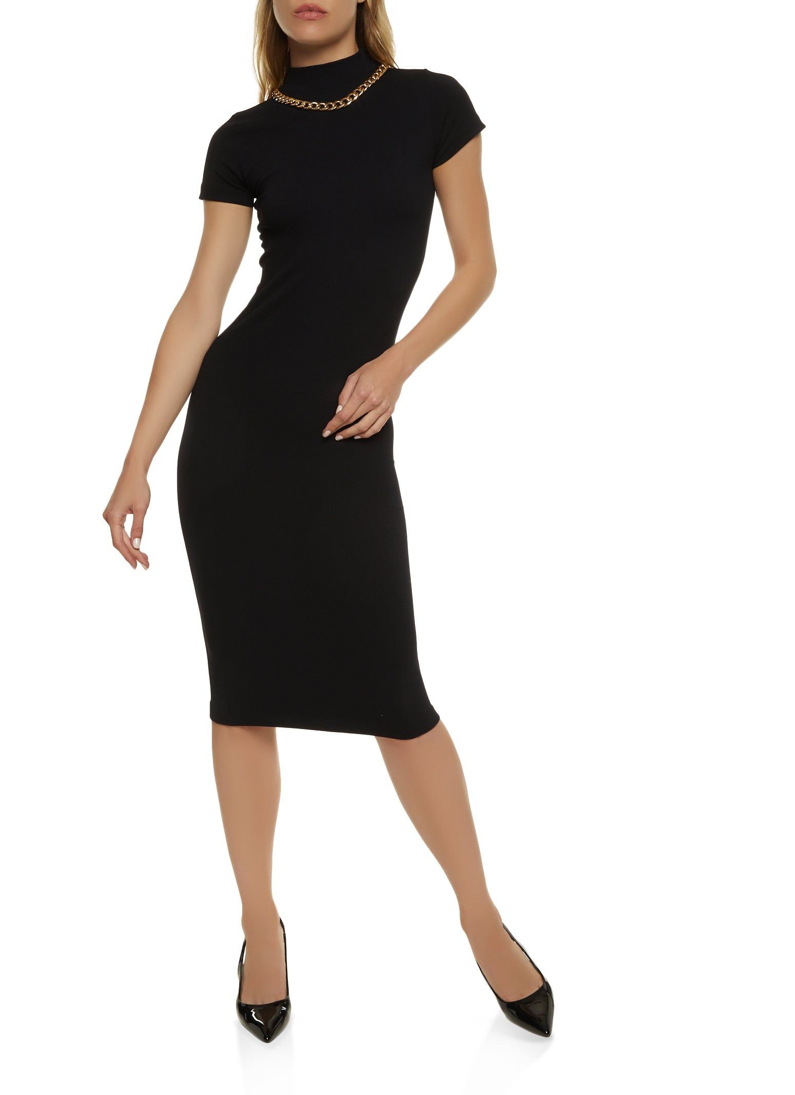Seamless Mock Neck Midi Bodycon Dress sold by Rainbow
