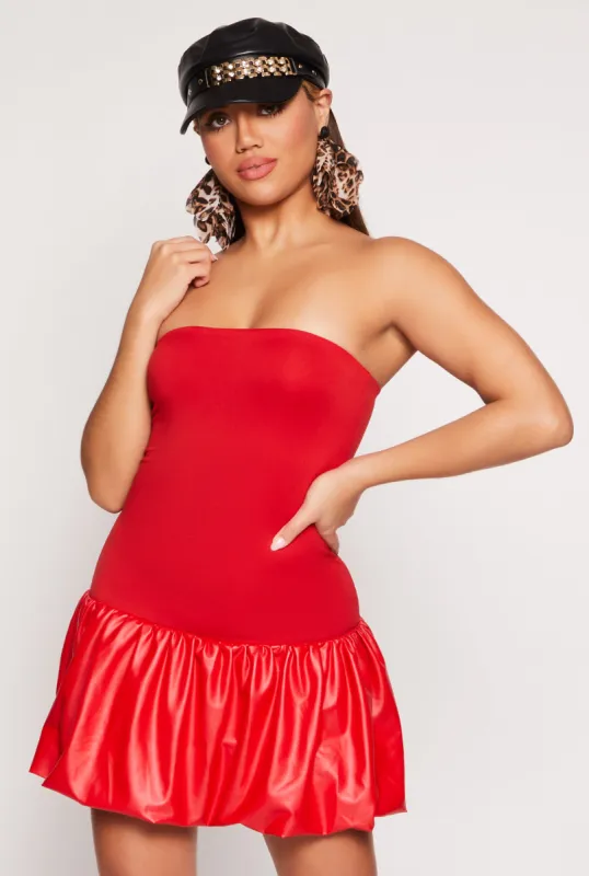 Faux Leather Bubble Hem Tube Dress sold by Rainbow