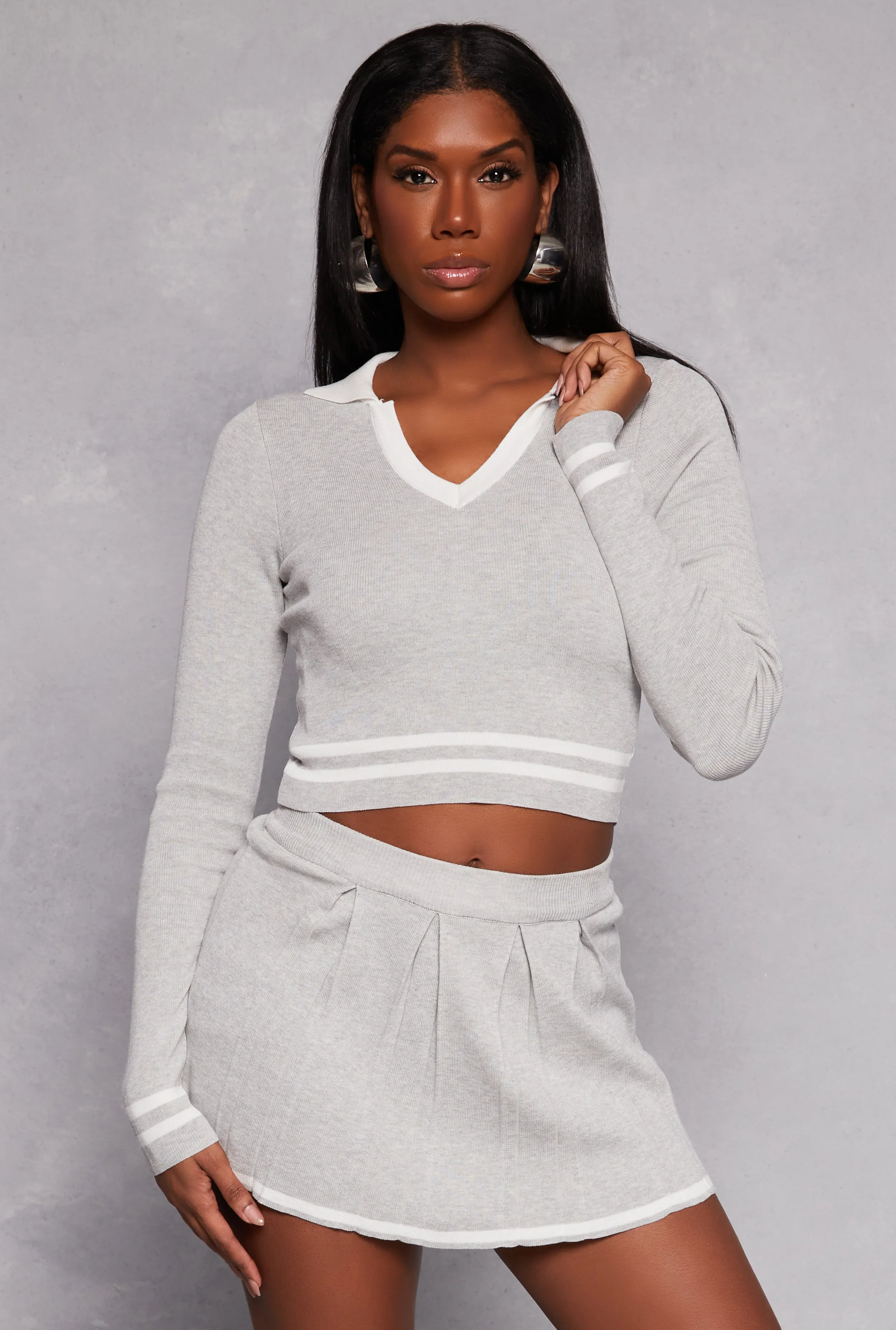 Daisy Varsity Stripe Detail Crop Top sold by Rainbow