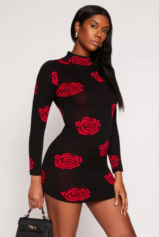 Rose Print Mini Sweater Dress sold by Rainbow