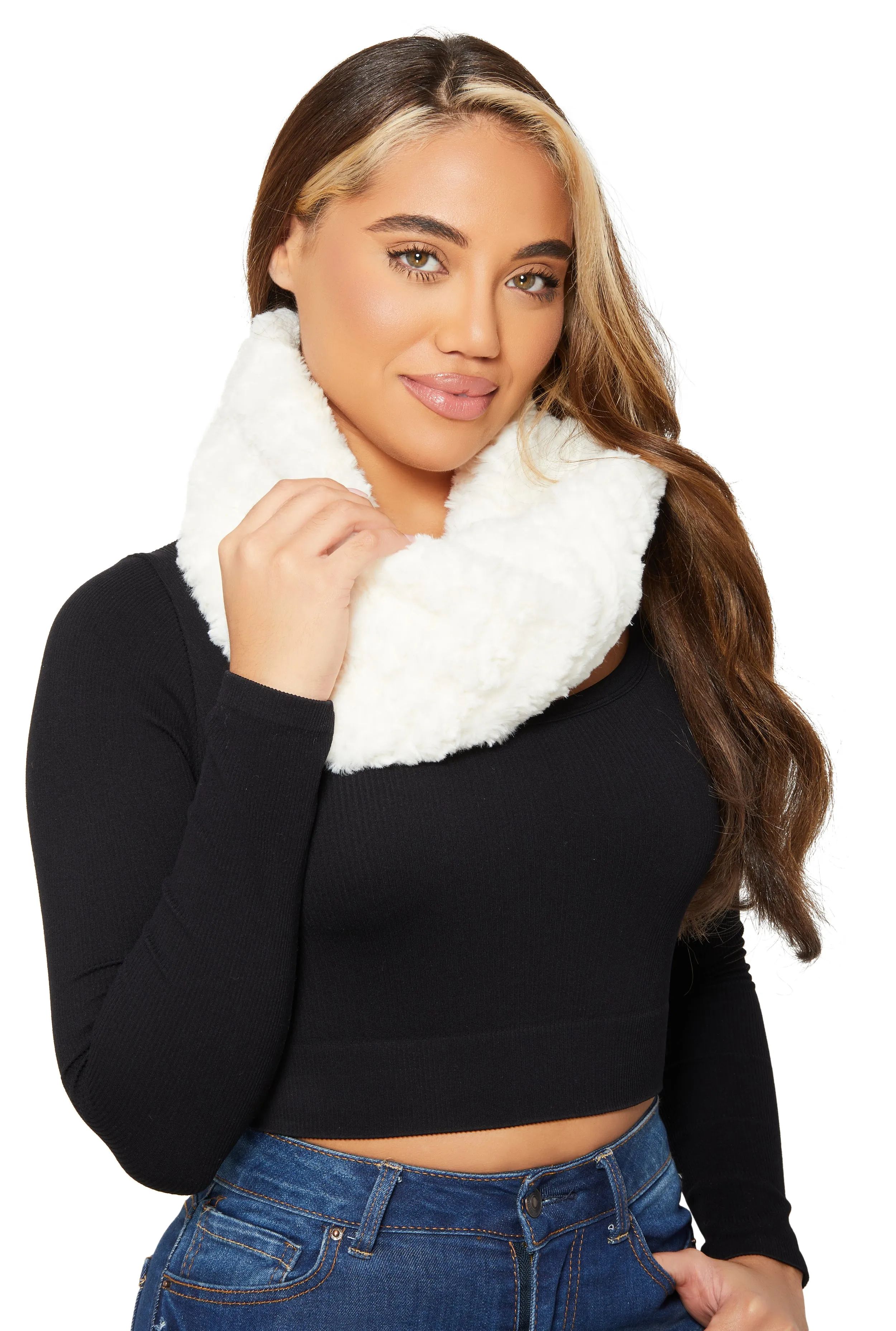 Solid Faux Fur Scarf sold by Rainbow