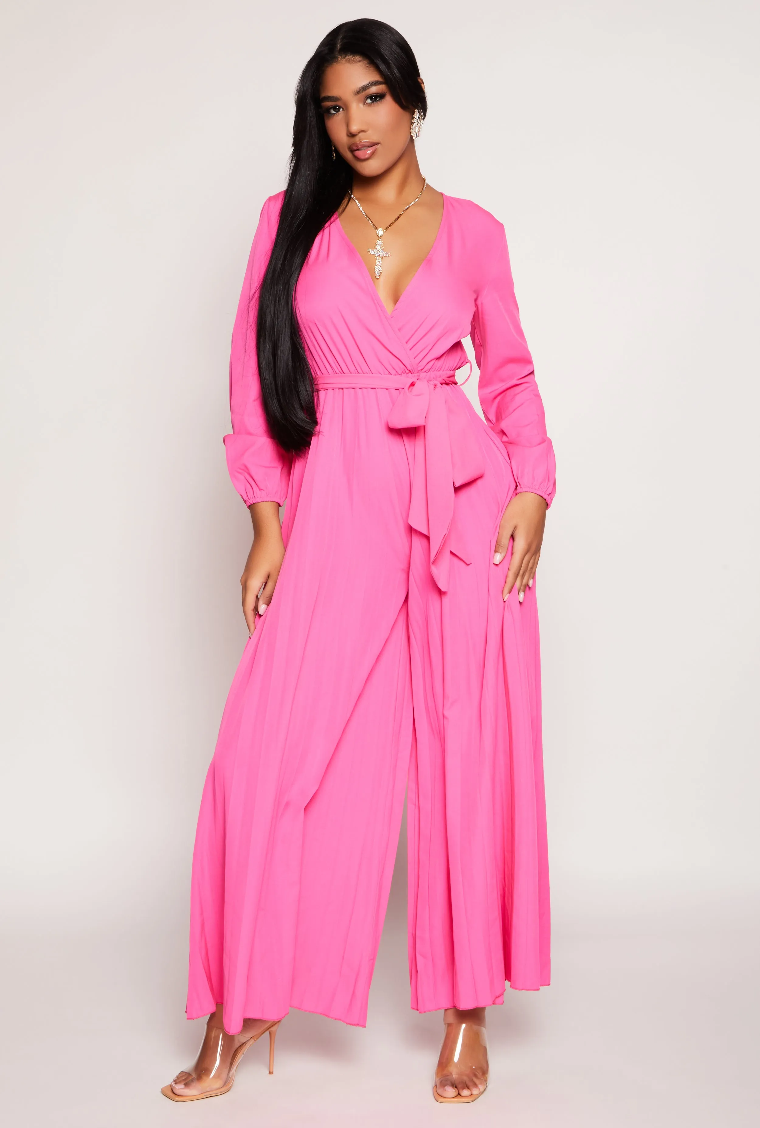 Pleated Wide Leg Faux Wrap Jumpsuit sold by Rainbow product image thumbnail 2