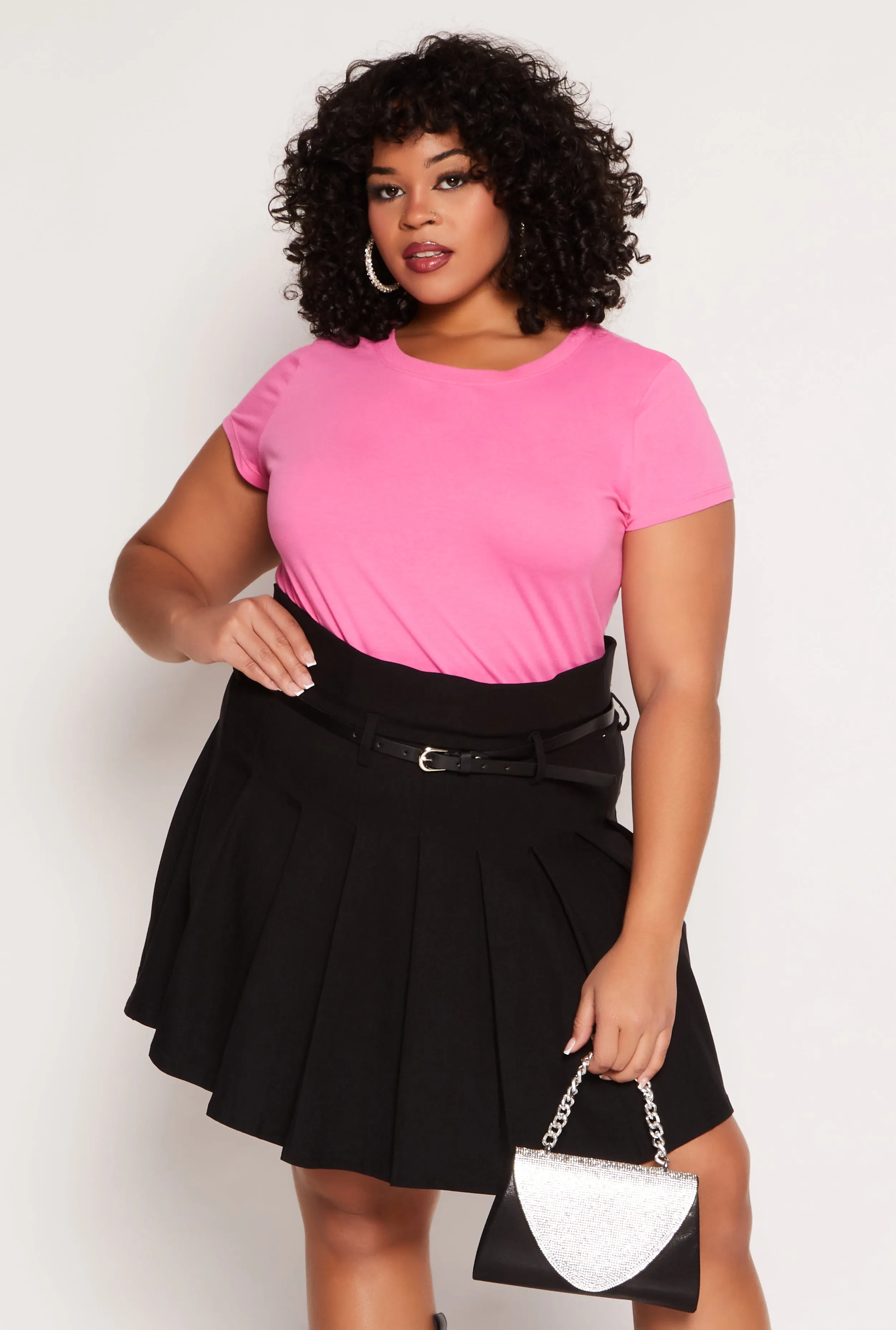 Plus Size Basic Short Sleeve Crew Neck Tee sold by Rainbow