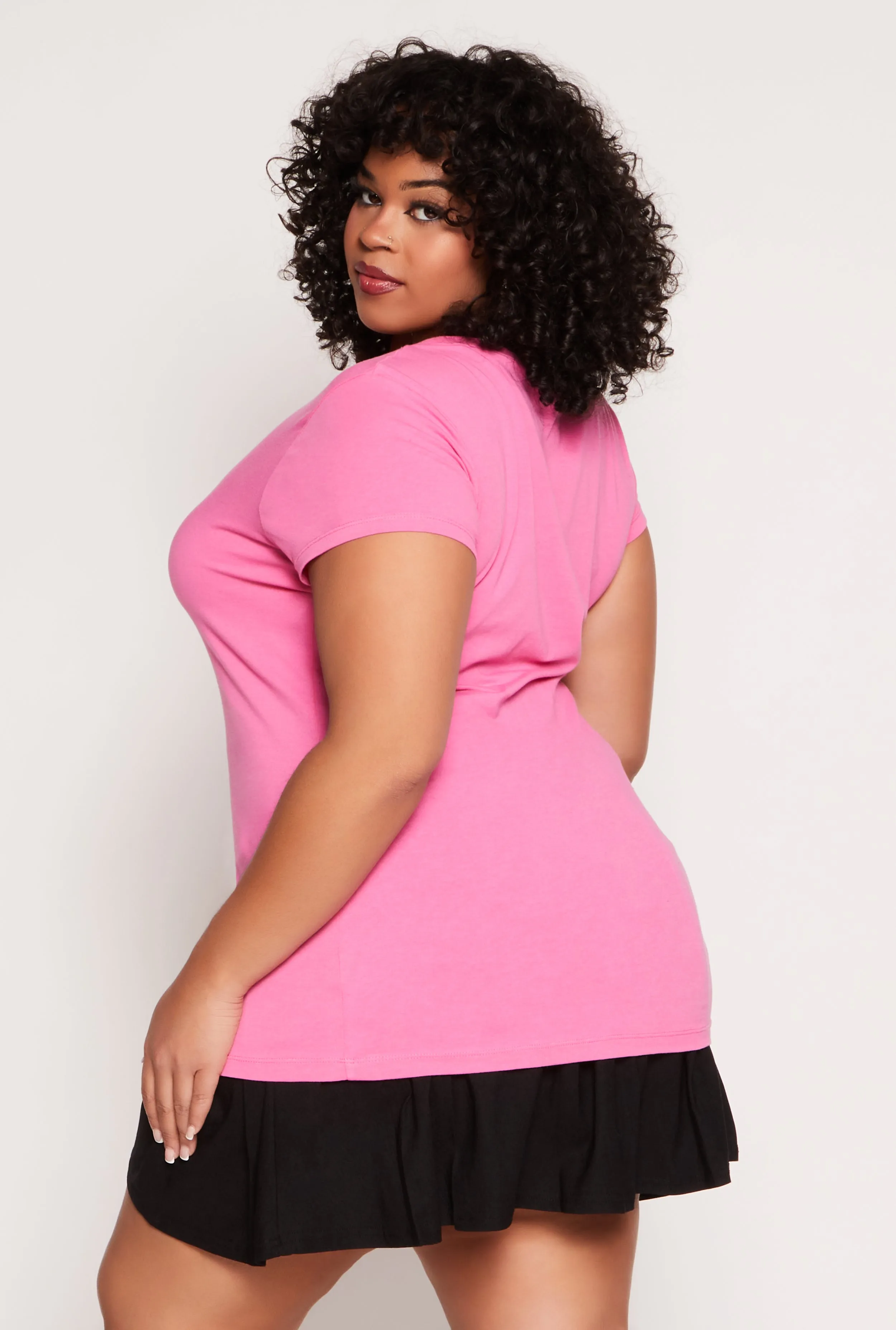 Plus Size Basic Short Sleeve Crew Neck Tee sold by Rainbow product image thumbnail 3