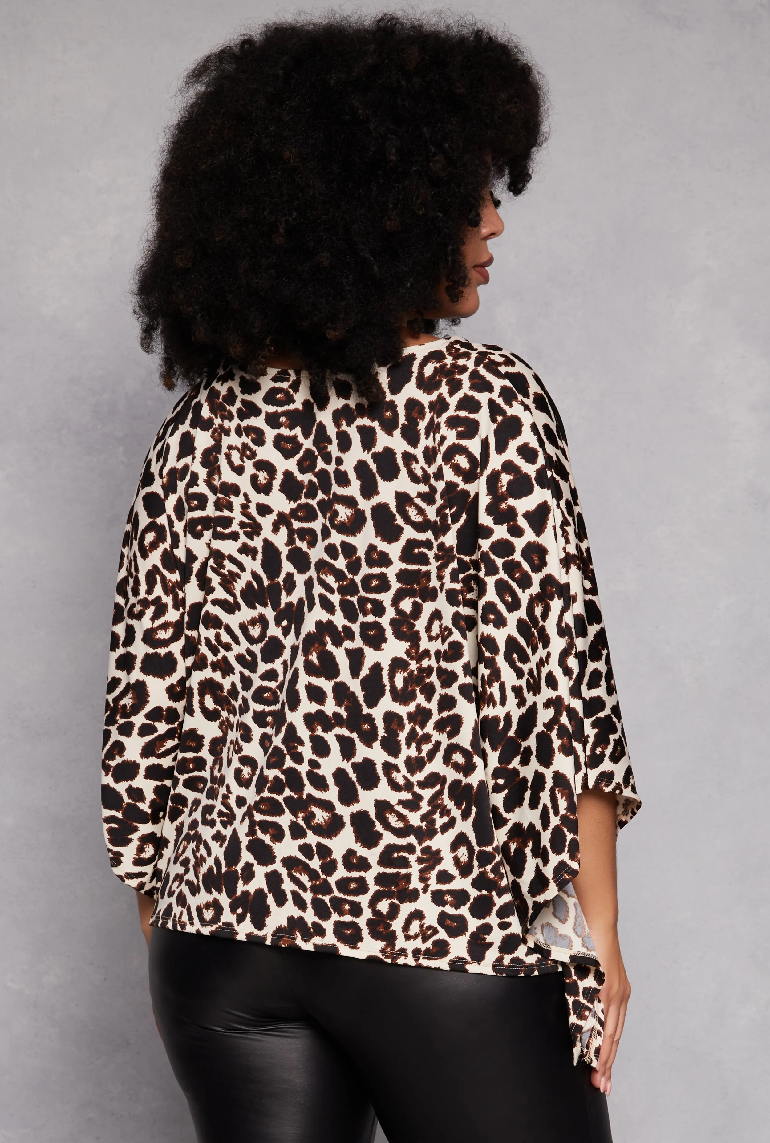 Plus Size Animal Print Batwing Sleeve Top sold by Rainbow product image thumbnail 3