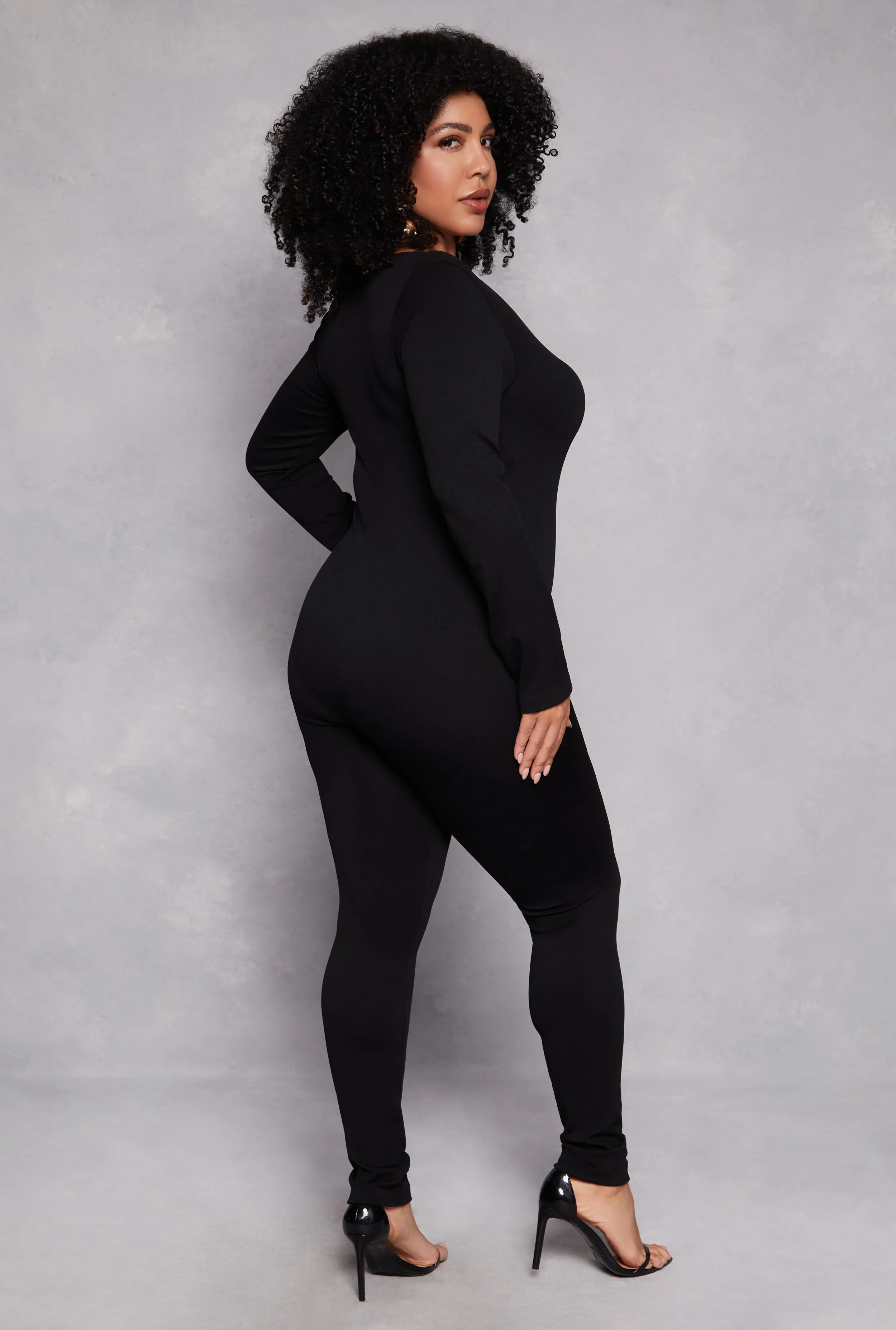Plus Size Long Sleeve Half Zip Catsuit sold by Rainbow product image thumbnail 3