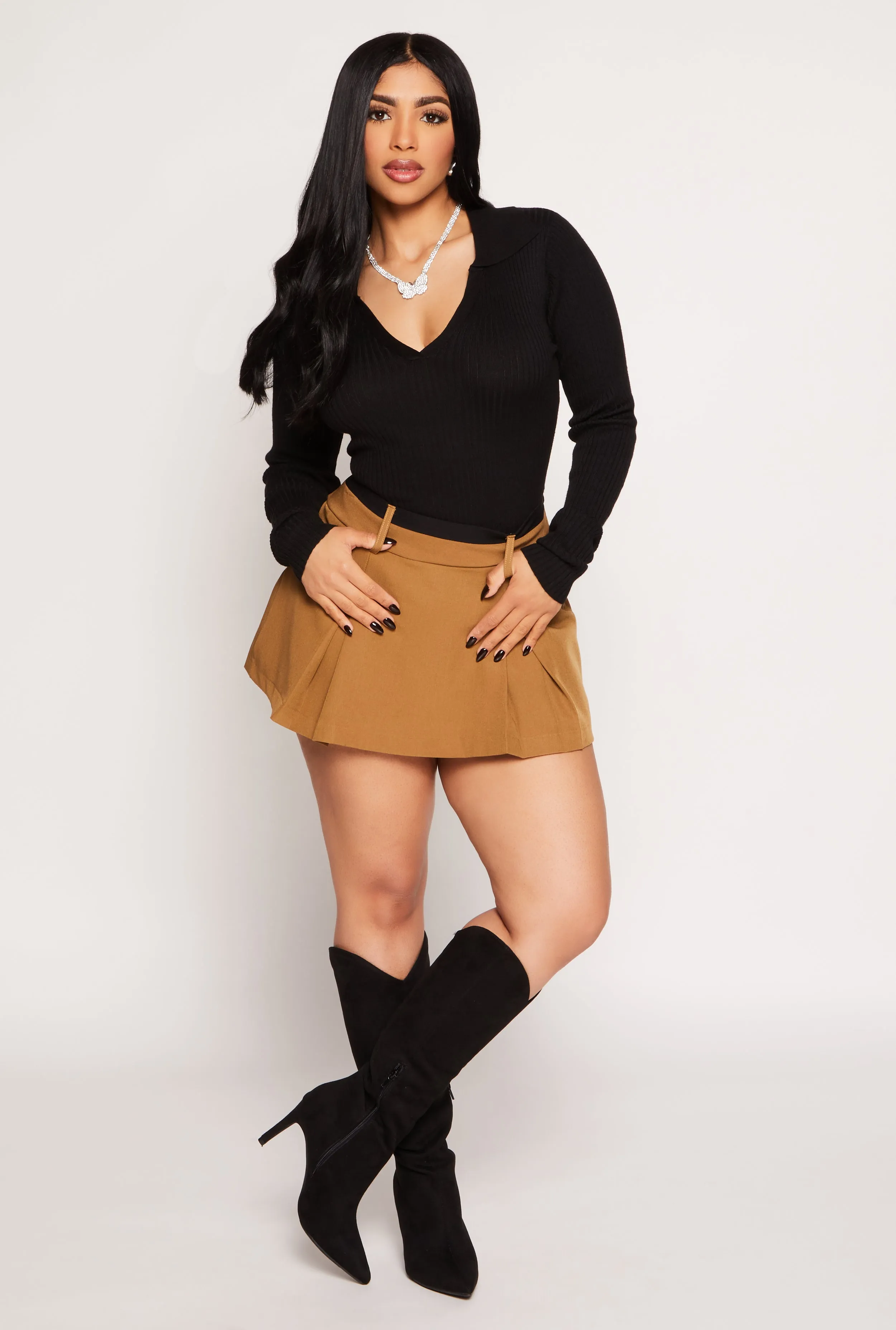 Ribbed Knit Johnny Collar Sweater sold by Rainbow product image thumbnail 2