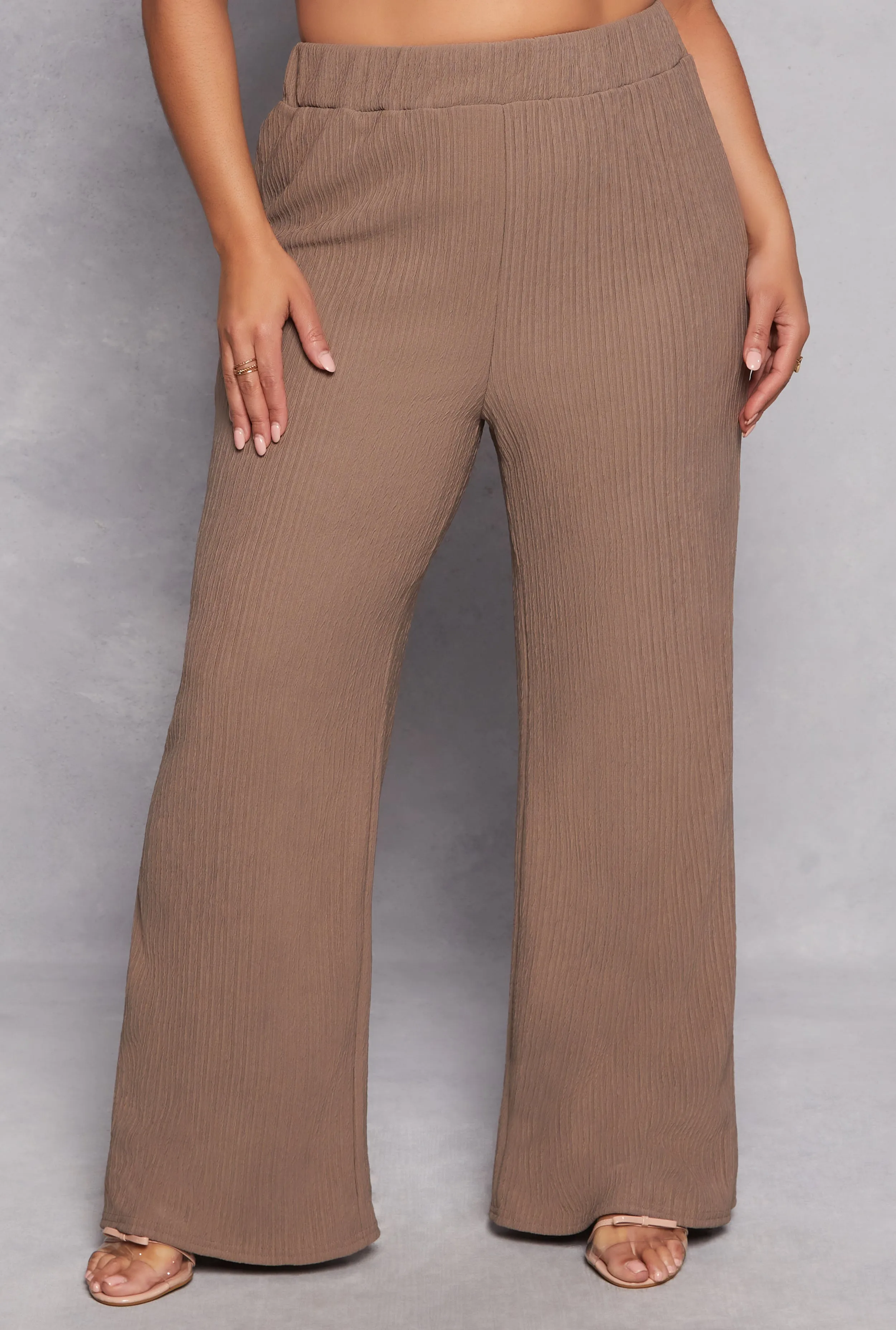 Plus Size Textured Knit Wide Leg Dress Pants sold by Rainbow product image thumbnail 2