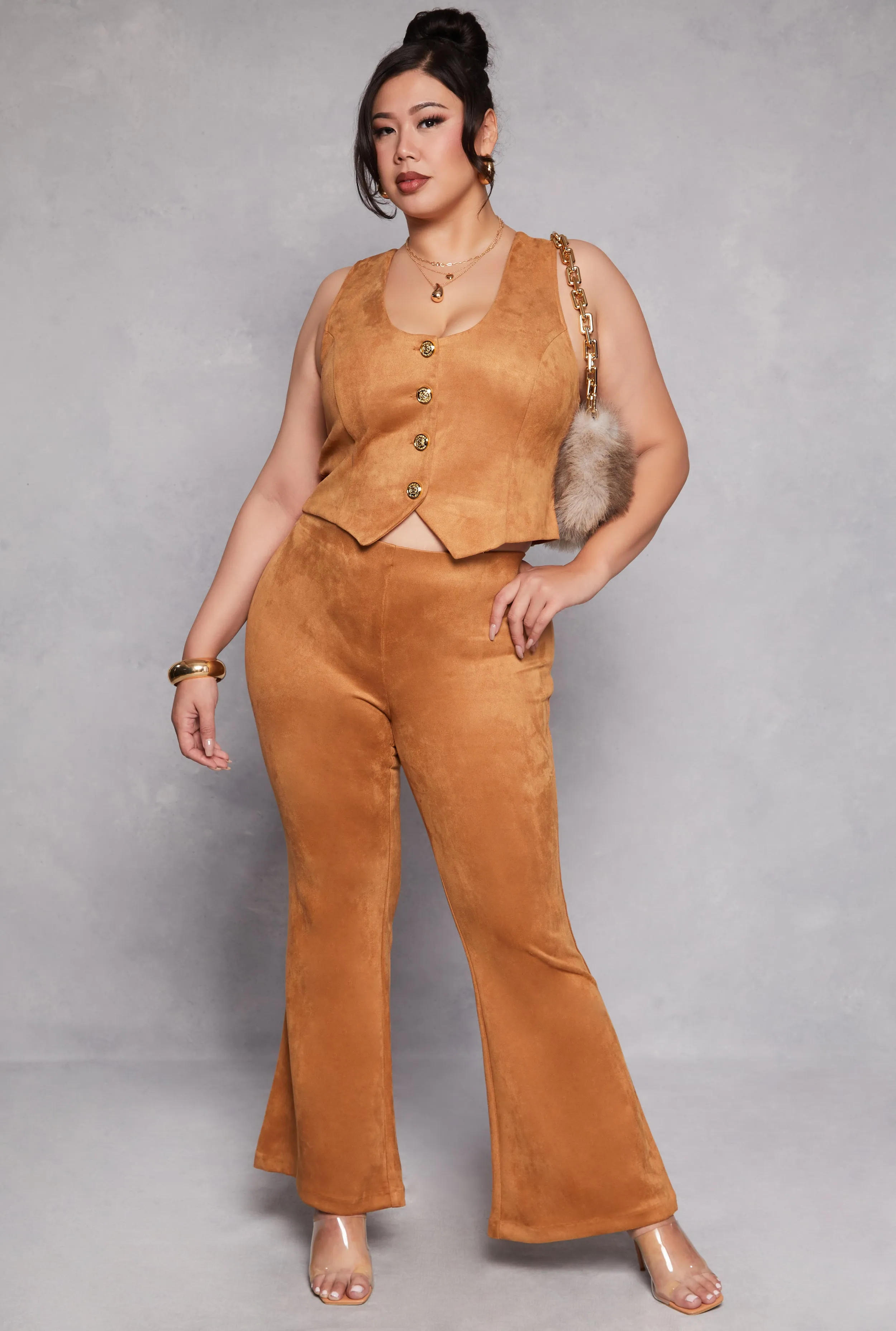 Plus Size Faux Suede Racerback Vest sold by Rainbow product image thumbnail 2