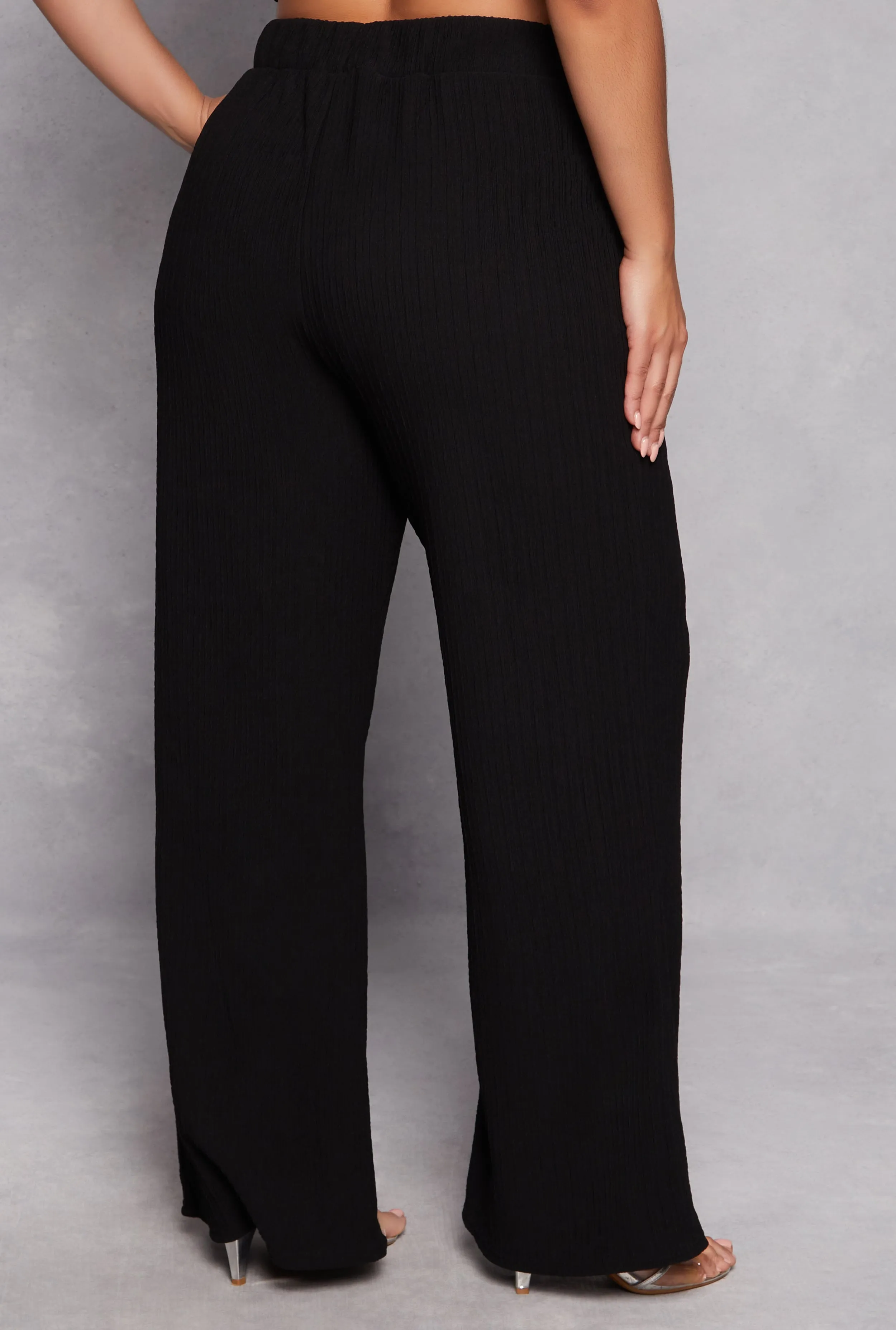 Plus Size Textured Knit Wide Leg Dress Pants sold by Rainbow product image thumbnail 3