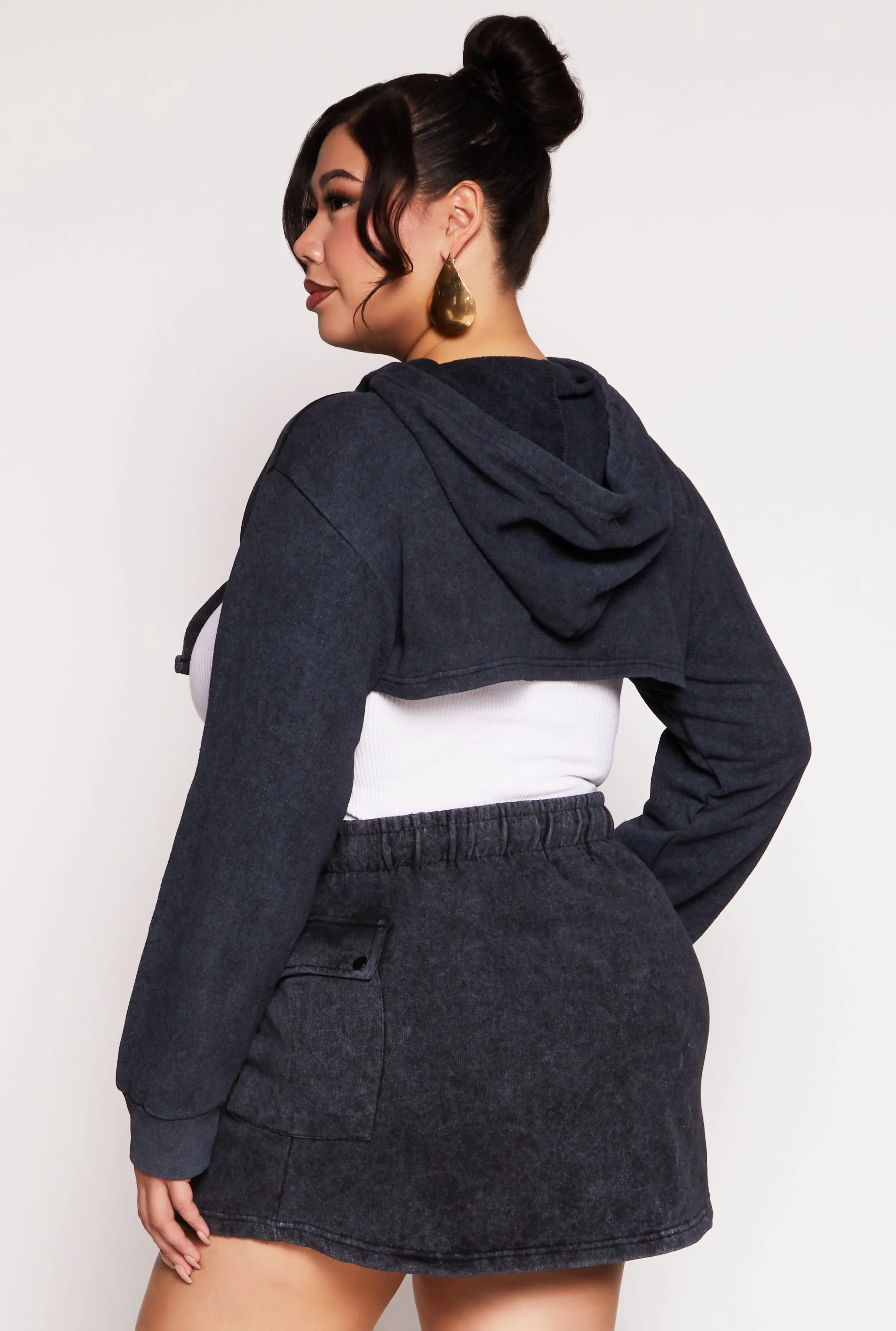 Plus Size Acid Wash Hooded Shrug sold by Rainbow product image thumbnail 3