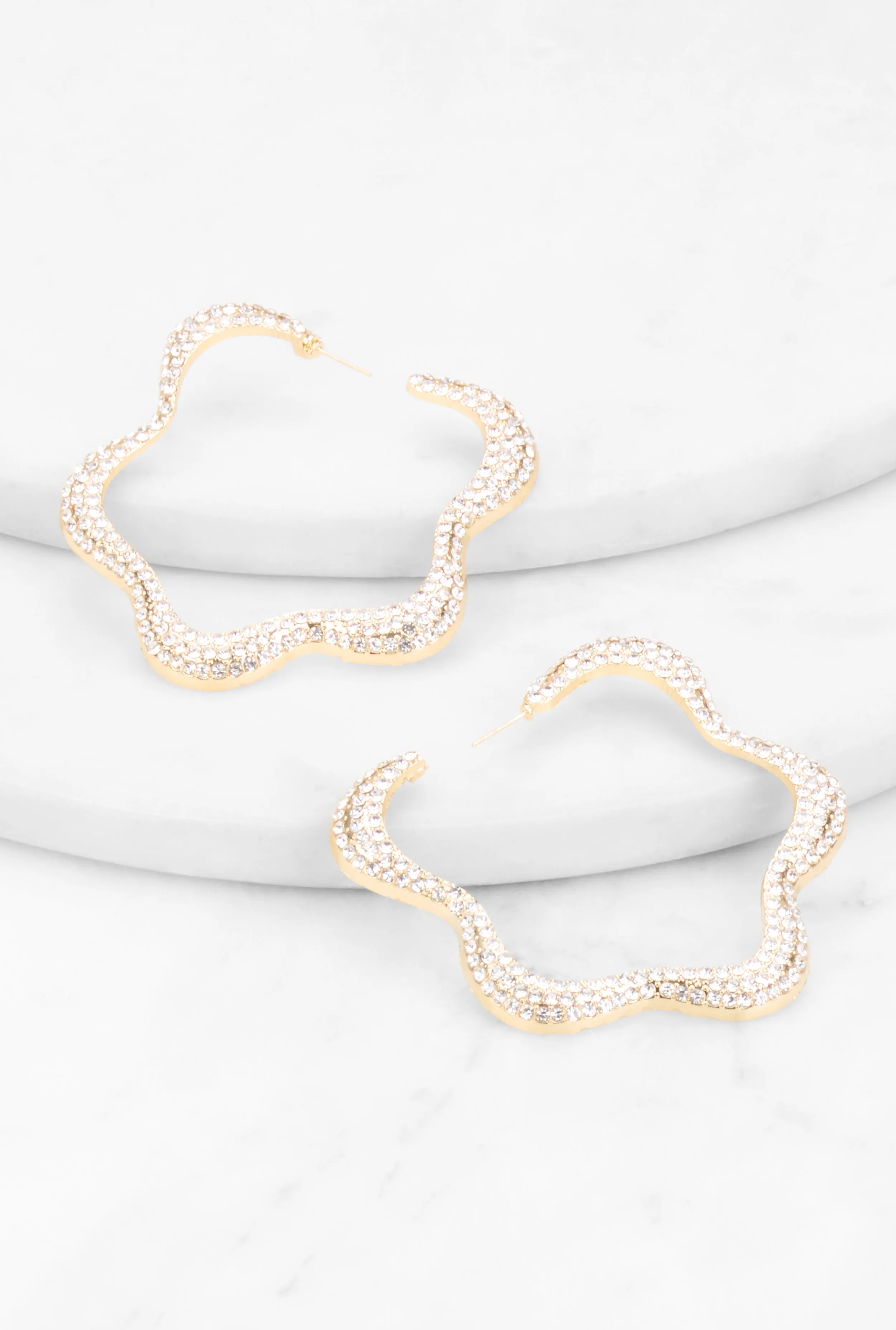 Rhinestone Wavy Flower Hoop Earrings sold by Rainbow product image thumbnail 2