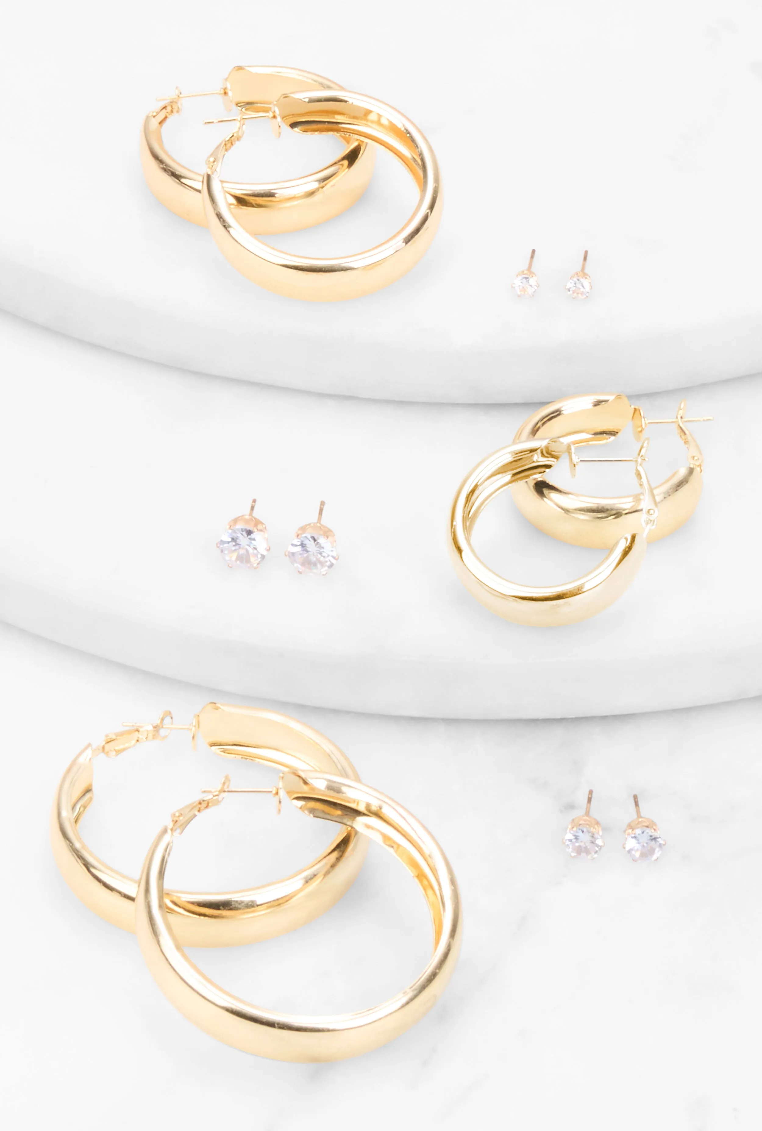 Cubic Zirconia Assorted Stud and Hoop Earrings Set sold by Rainbow