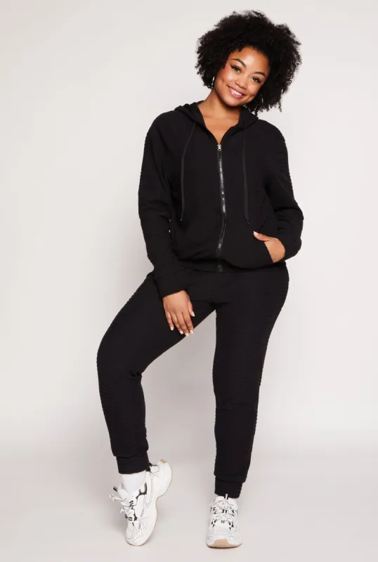 Plus Size Geometric Embossed Joggers sold by Rainbow