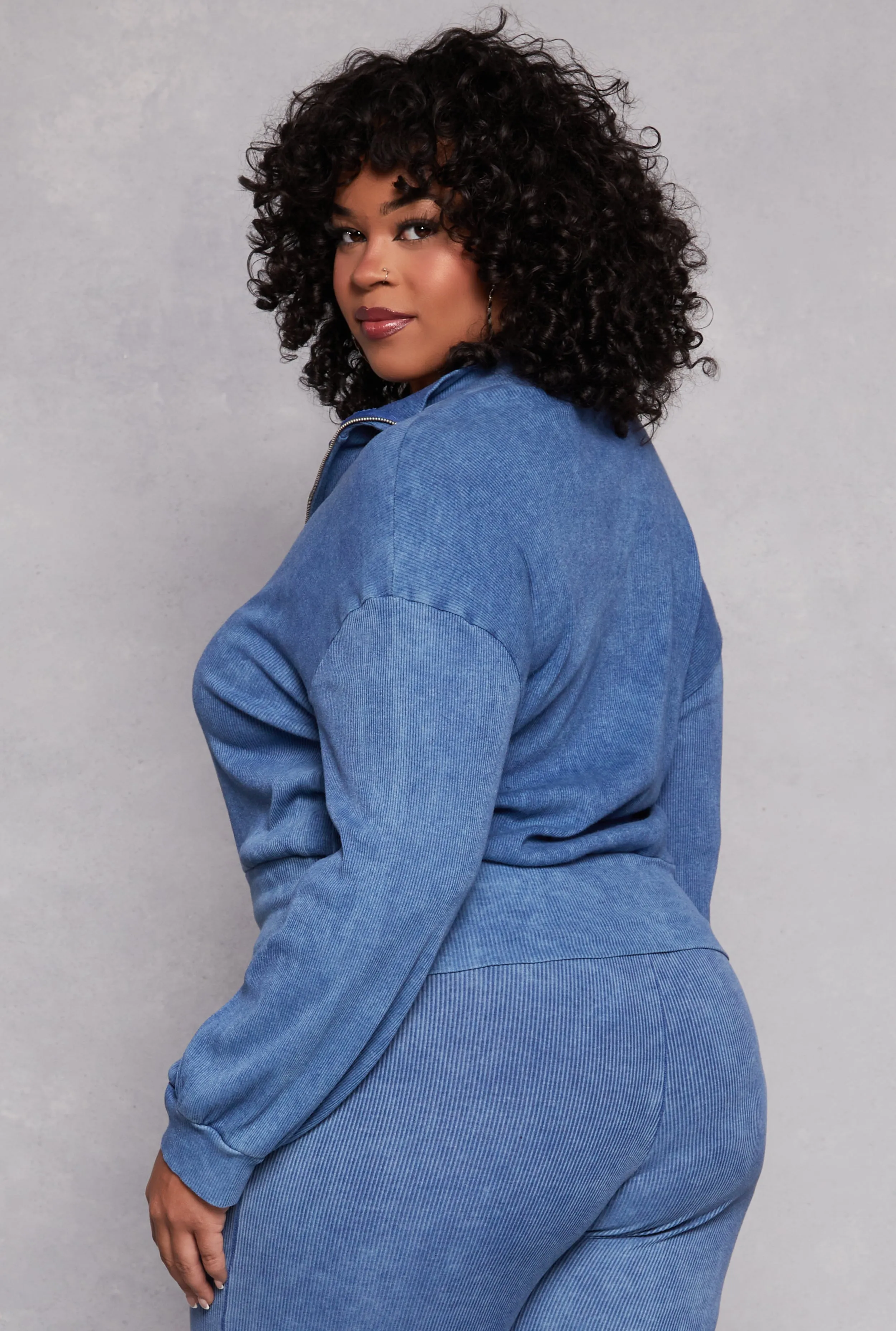 Plus Size Acid Wash Zip Front Top sold by Rainbow product image thumbnail 3