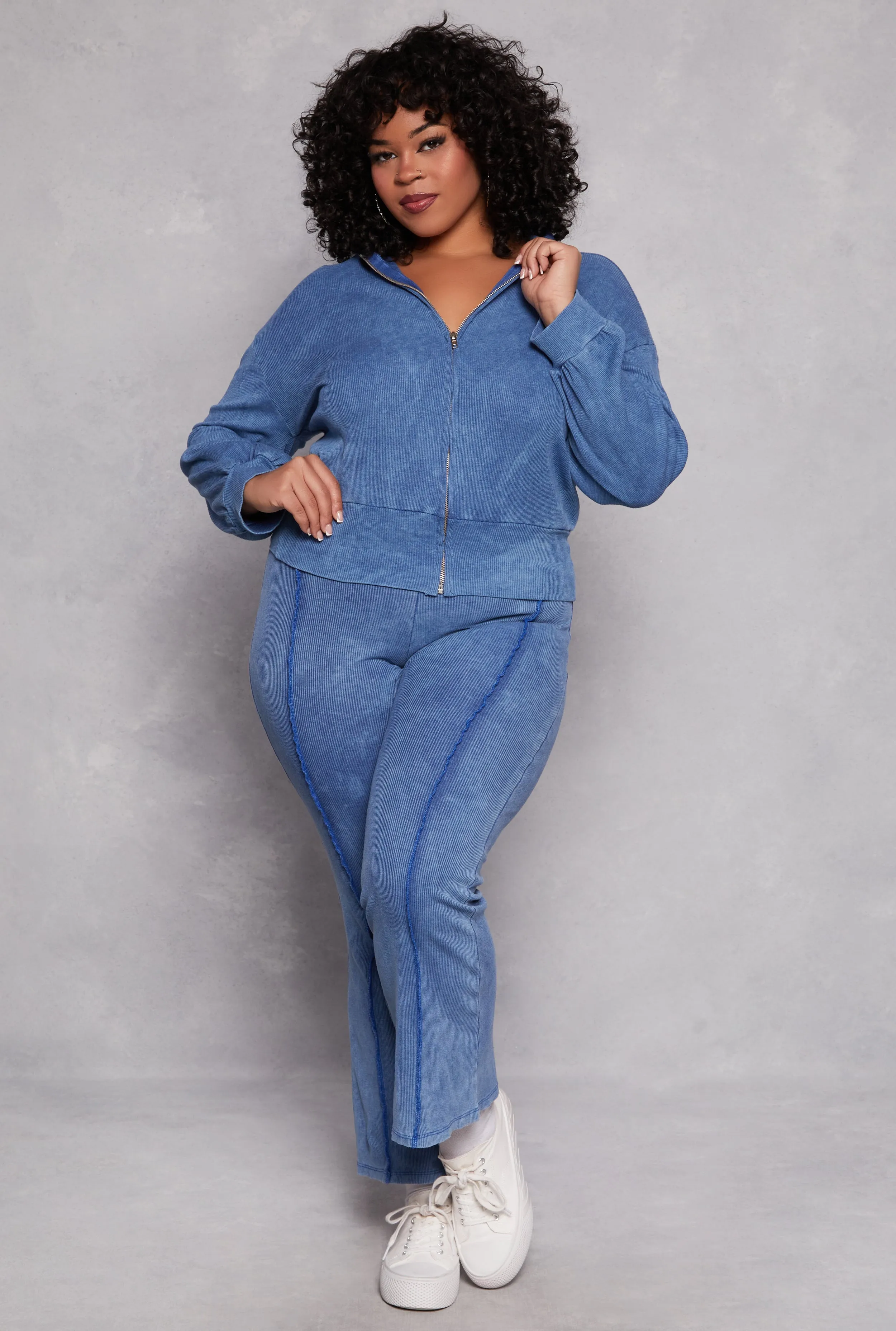 Plus Size Acid Wash Zip Front Top sold by Rainbow product image thumbnail 2