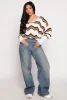 Chevron Stripe Caged Back Sweater sold by Rainbow