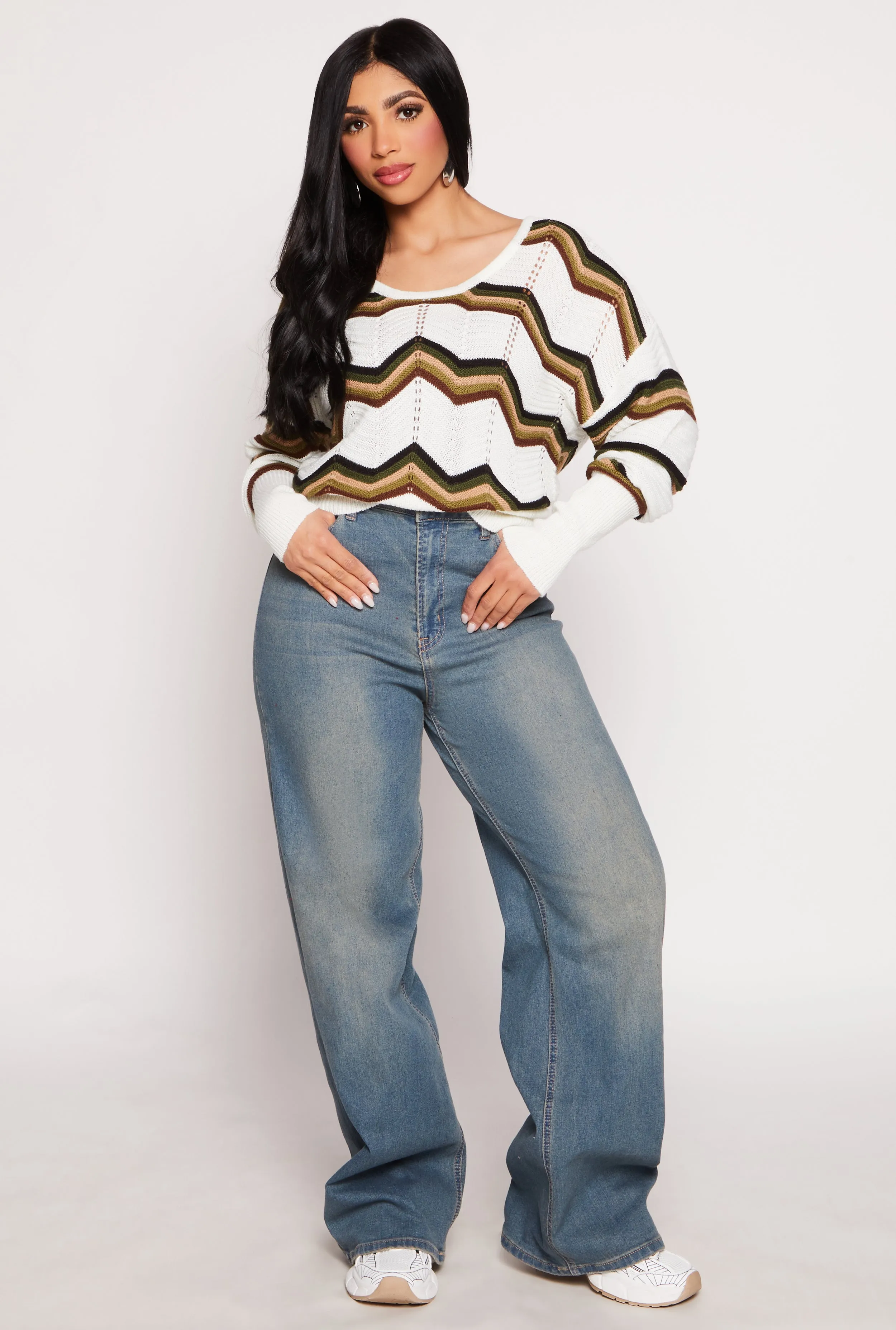 Chevron Stripe Caged Back Sweater sold by Rainbow product image thumbnail 2