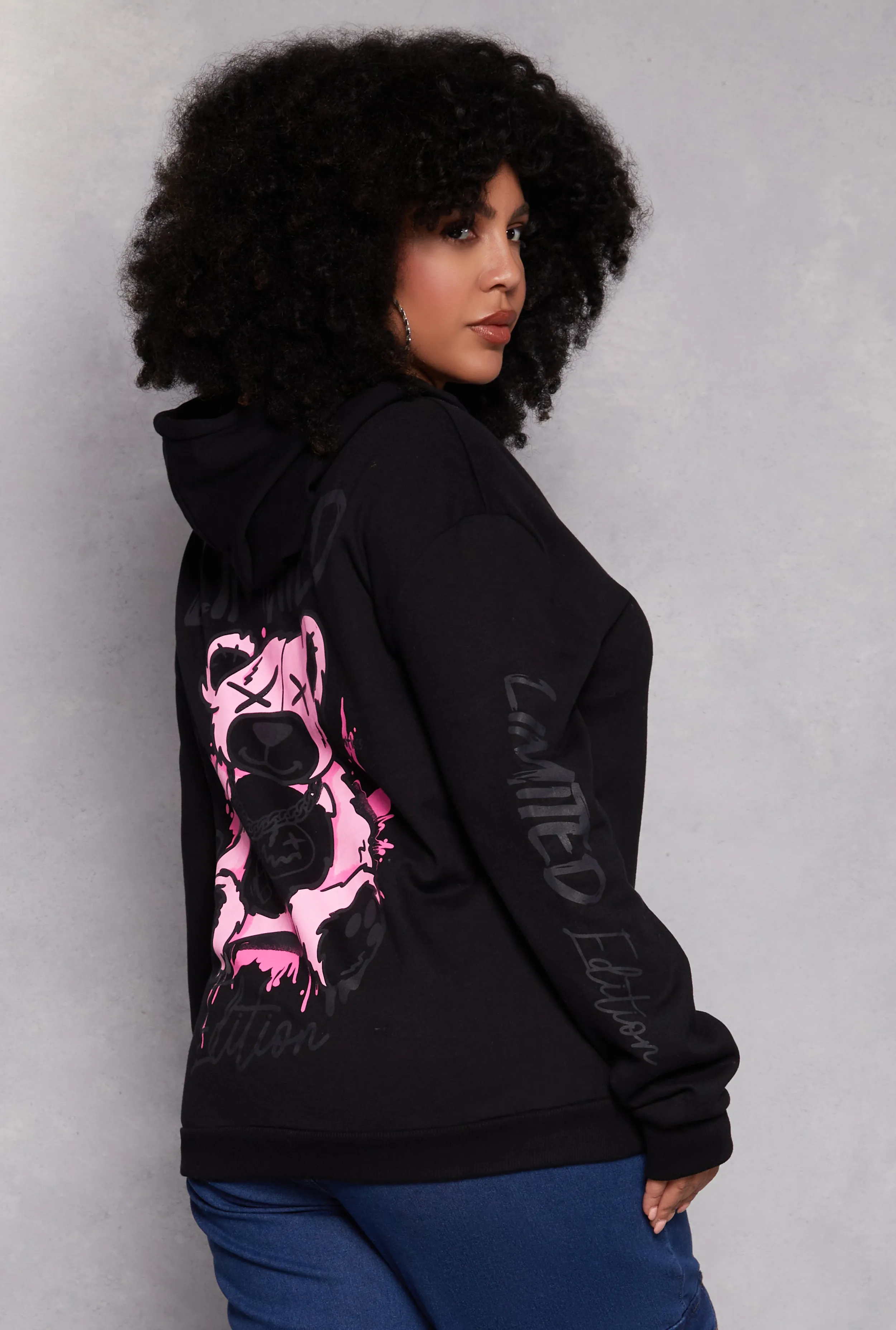 Plus Size Limited Edition Bear Graphic Hoodie sold by Rainbow