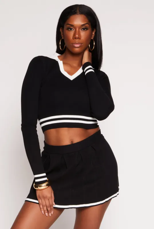 Daisy Varsity Stripe Detail Crop Top sold by Rainbow