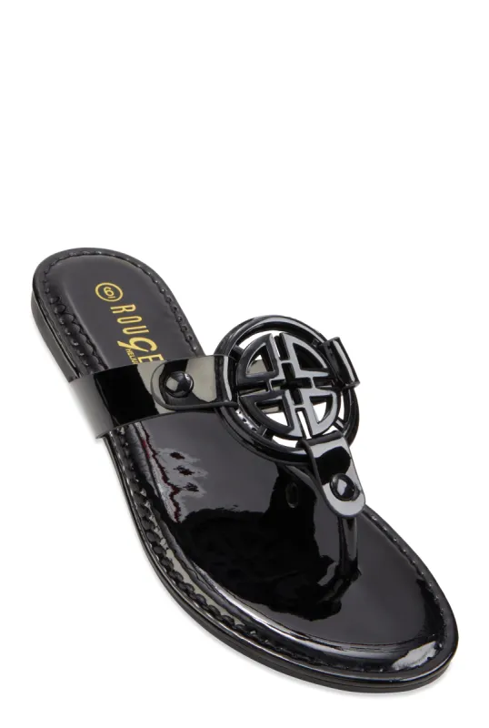 Geometric Pendant Thong Slide Sandals sold by Rainbow