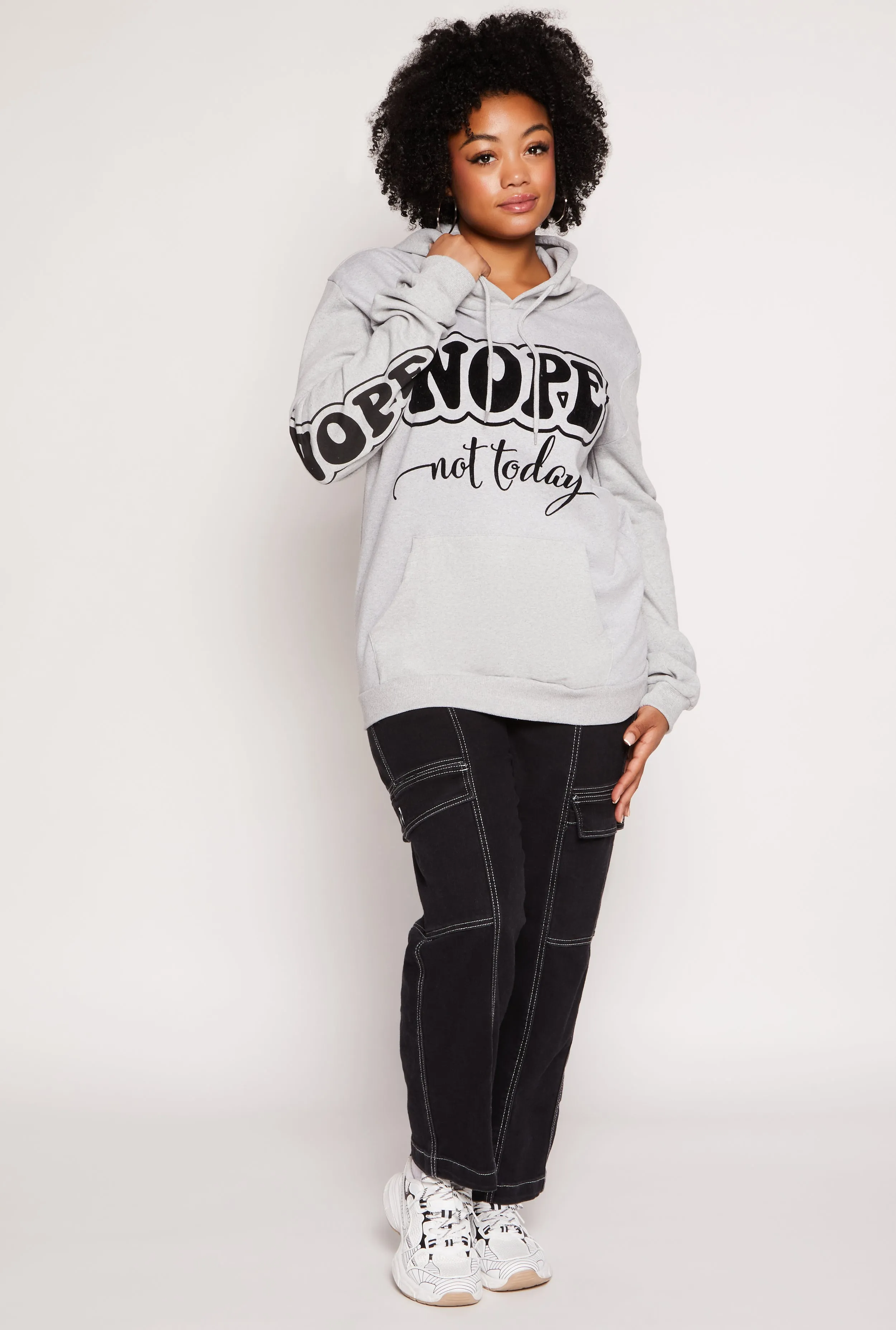 Plus Size Nope Not Today Graphic Pullover Hoodie sold by Rainbow product image thumbnail 2