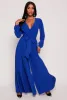 Pleated Wide Leg Faux Wrap Jumpsuit sold by Rainbow