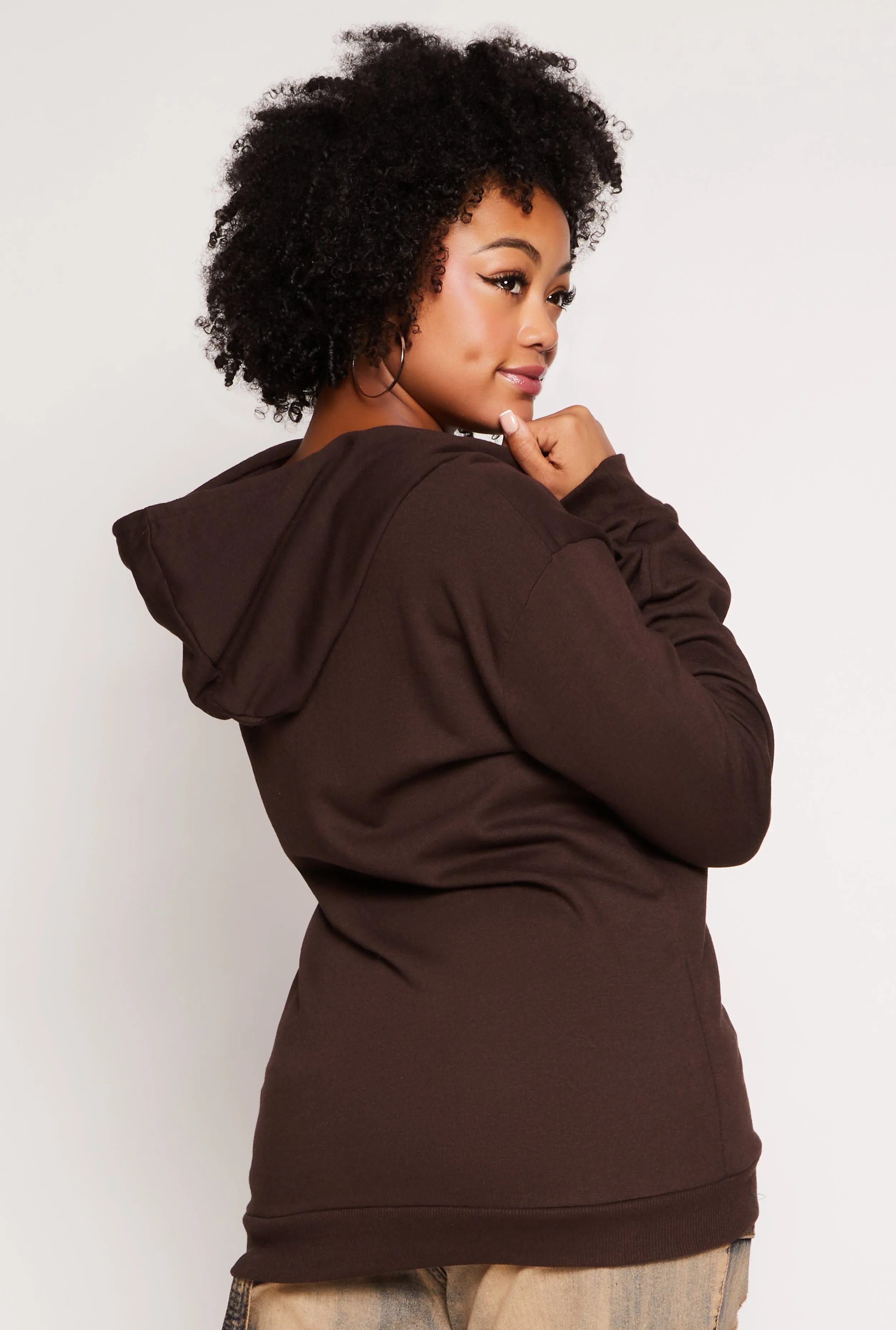 Plus Size Bear Chenille Graphic Zip Front Hoodie sold by Rainbow product image thumbnail 3