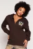 Plus Size Bear Chenille Graphic Zip Front Hoodie sold by Rainbow
