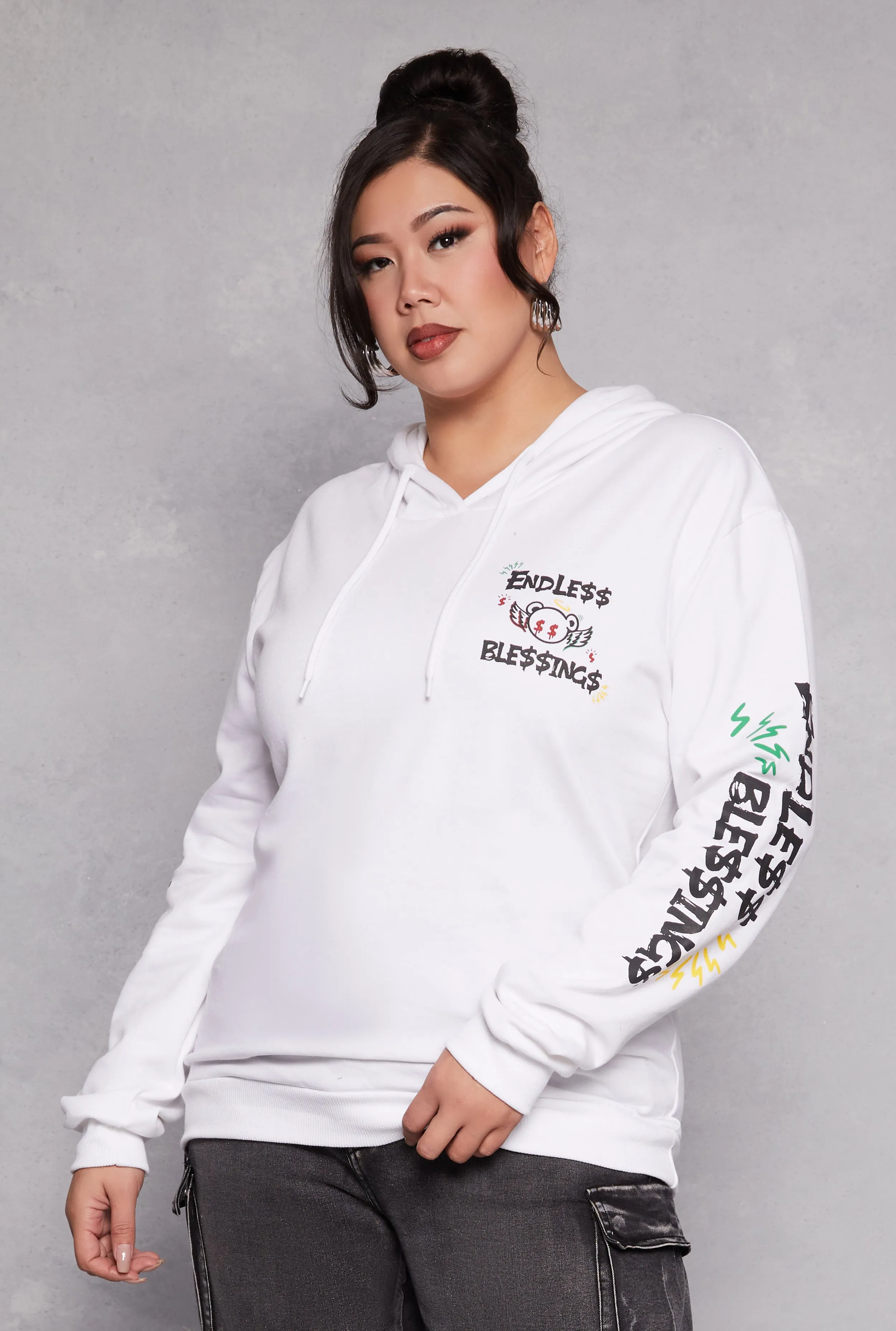 Plus Size Endless Blessings Graphic Pullover Hoodie sold by Rainbow product image thumbnail 3