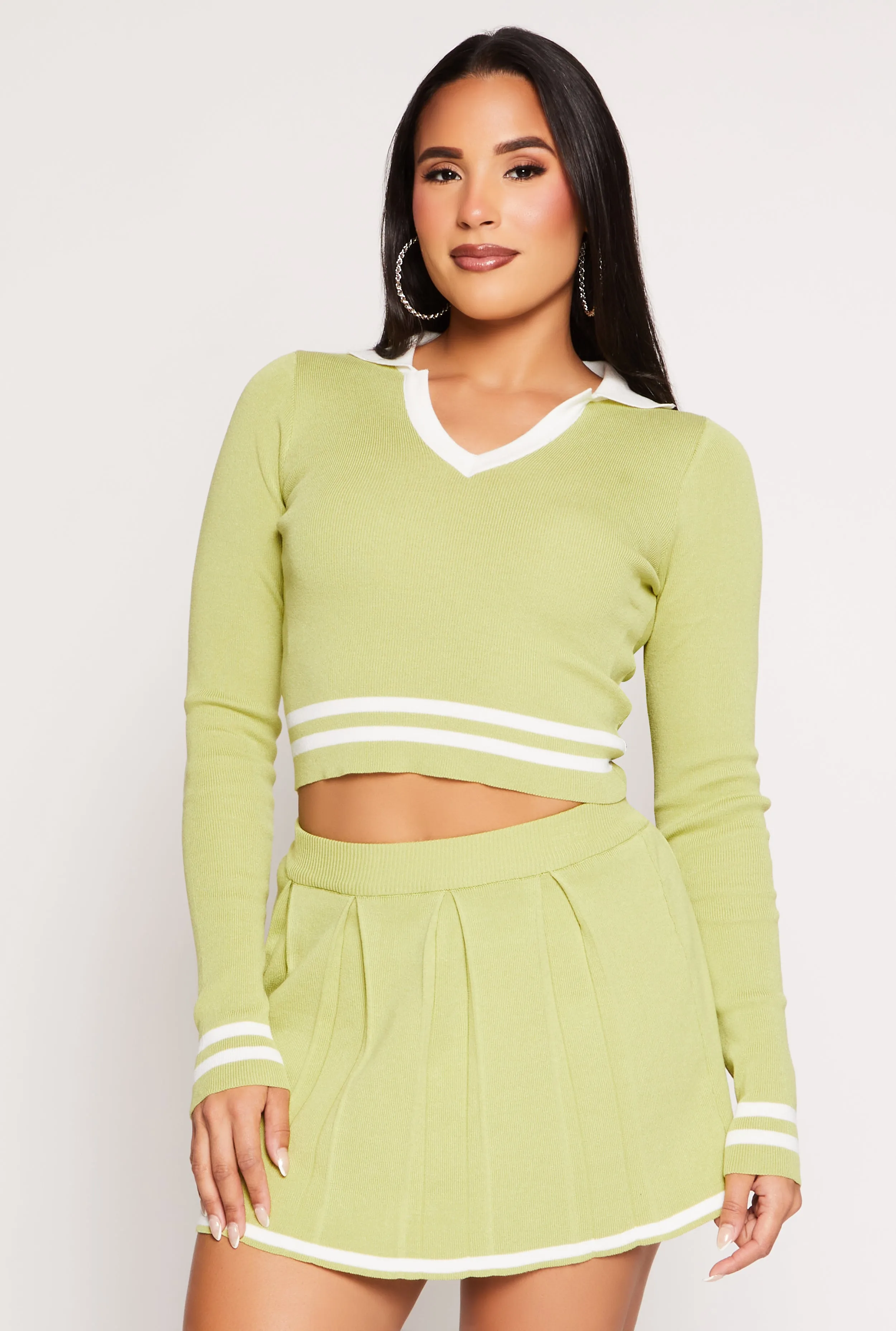 Daisy Varsity Stripe Detail Crop Top sold by Rainbow