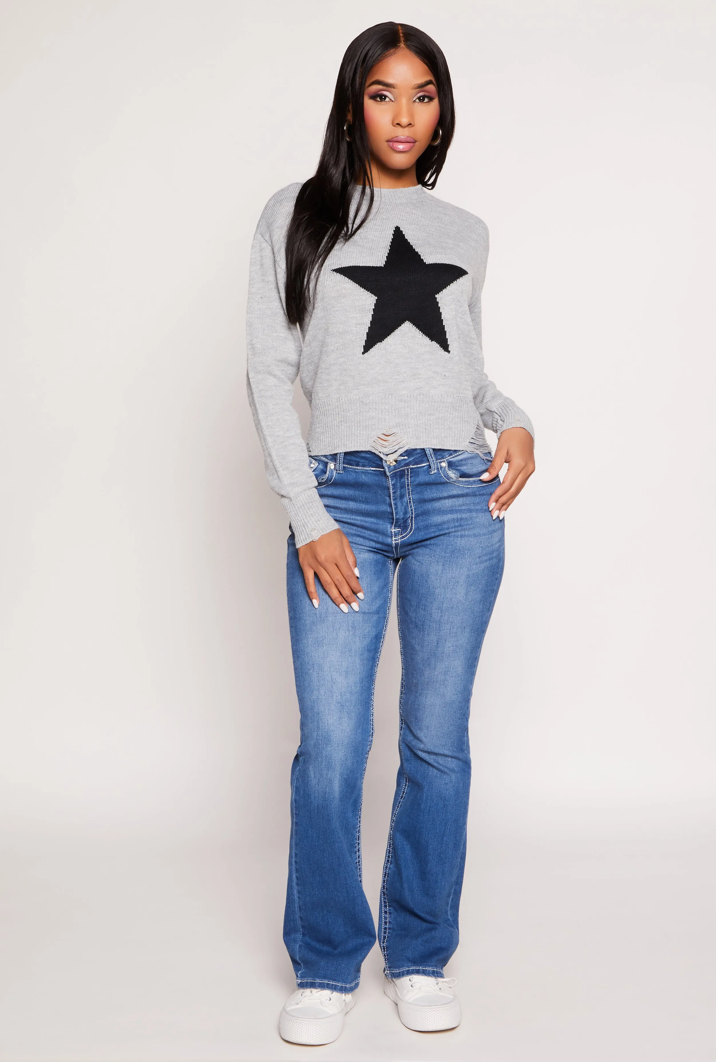 Distressed Star Graphic Crew Neck Top sold by Rainbow product image thumbnail 2