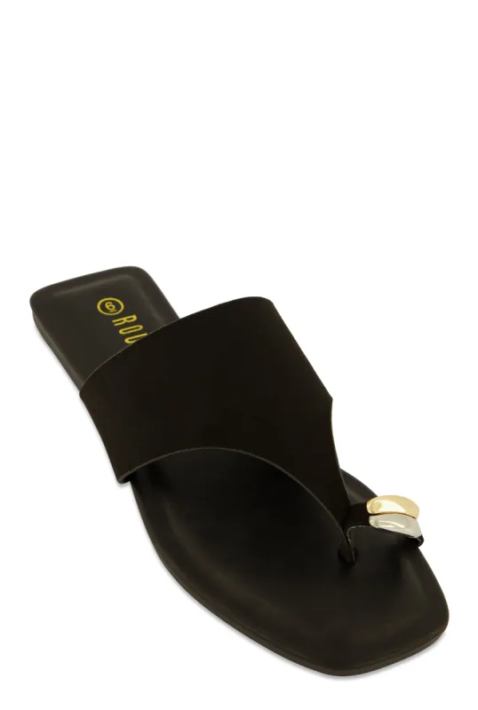 Metallic Toe Loop Detail Thong Slide Sandals sold by Rainbow