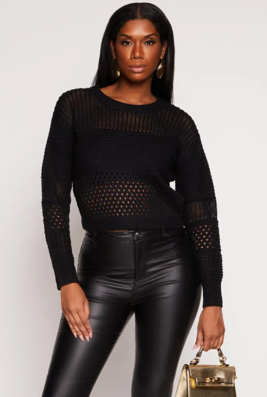 Crochet Crew Neck Sweater sold by Rainbow