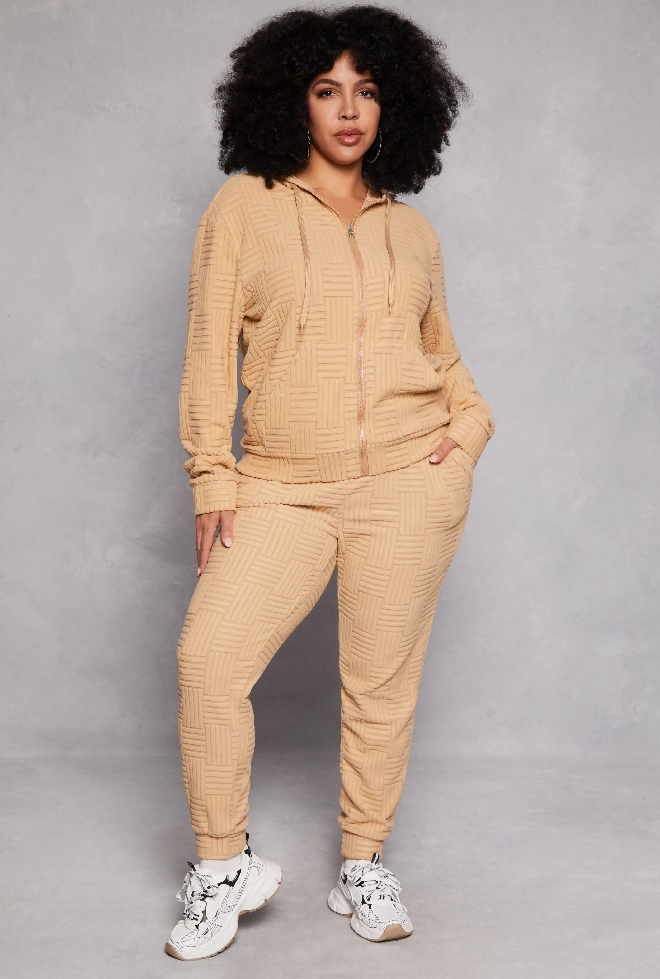 Plus Size Geometric Embossed Joggers sold by Rainbow