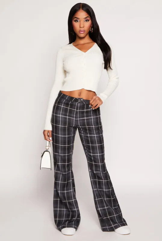 Almost Famous Plaid Flare Pants sold by Rainbow