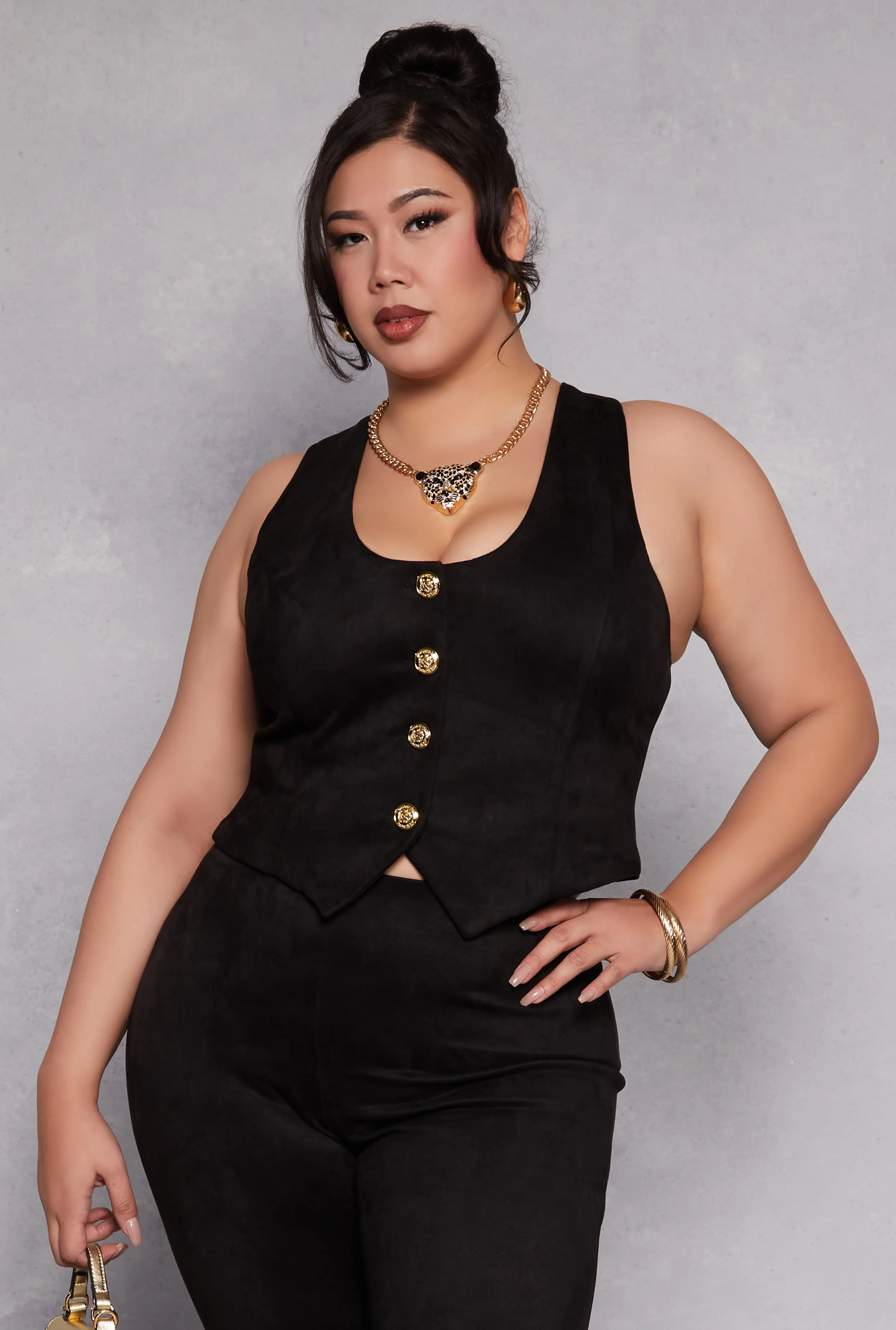 Plus Size Faux Suede Racerback Vest sold by Rainbow
