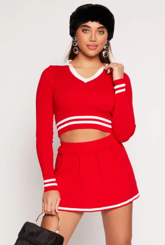 Daisy Varsity Stripe Detail Crop Top sold by Rainbow