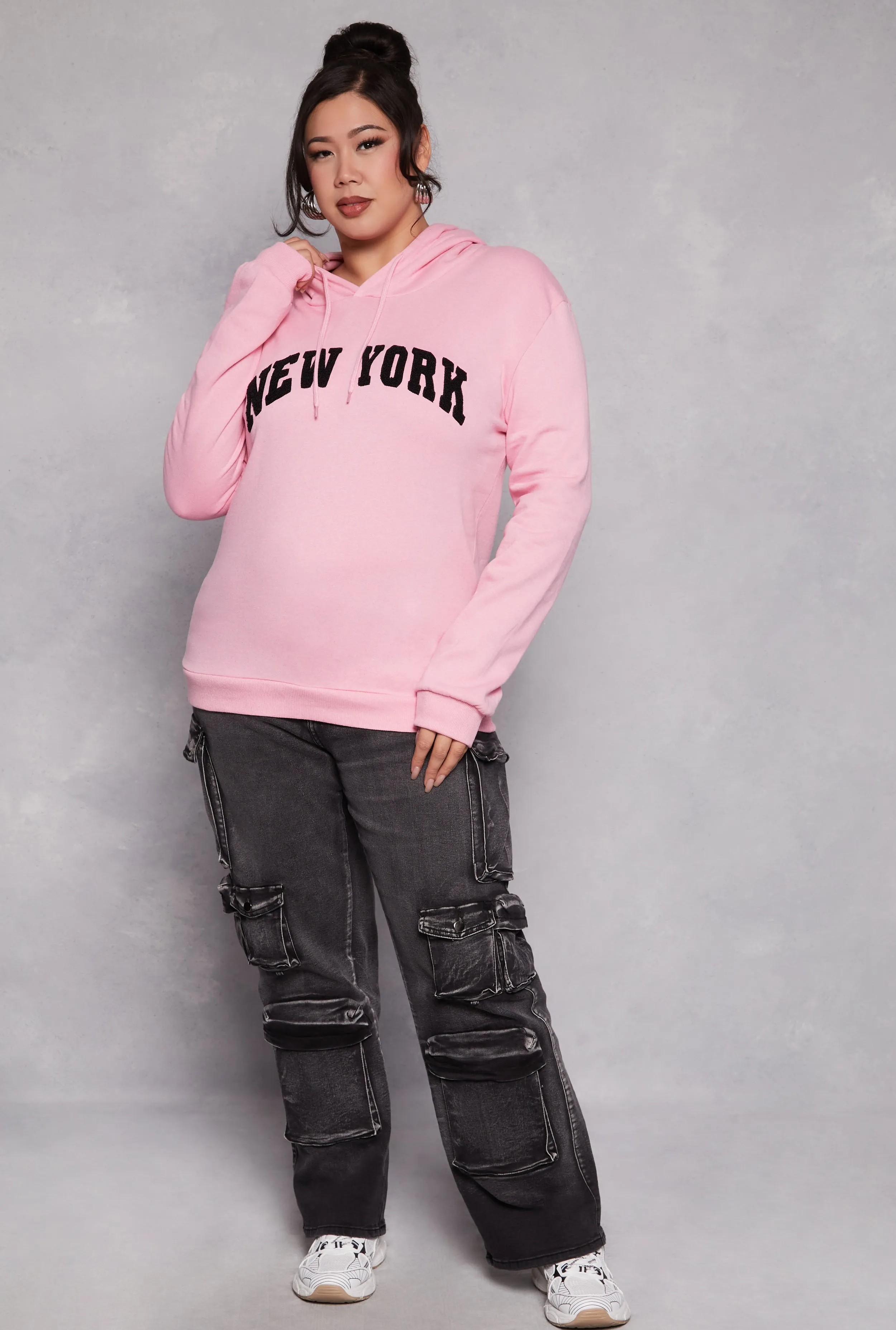 Plus Size New York Chenille Patch Hoodie sold by Rainbow product image thumbnail 2