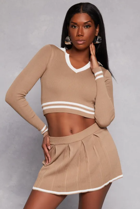 Daisy Varsity Stripe Detail Crop Top sold by Rainbow