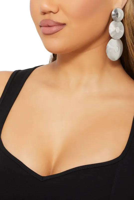 Textured Disc Drop Earrings sold by Rainbow