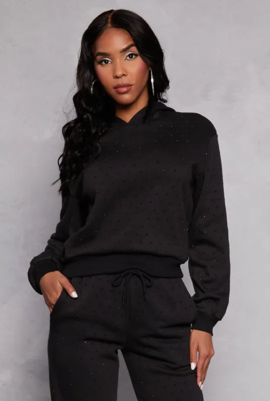 Almost Famous Rhinestone Hooded Sweatshirt sold by Rainbow