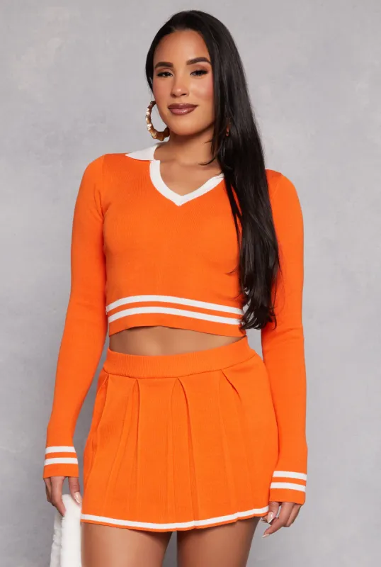 Daisy Varsity Stripe Detail Crop Top sold by Rainbow