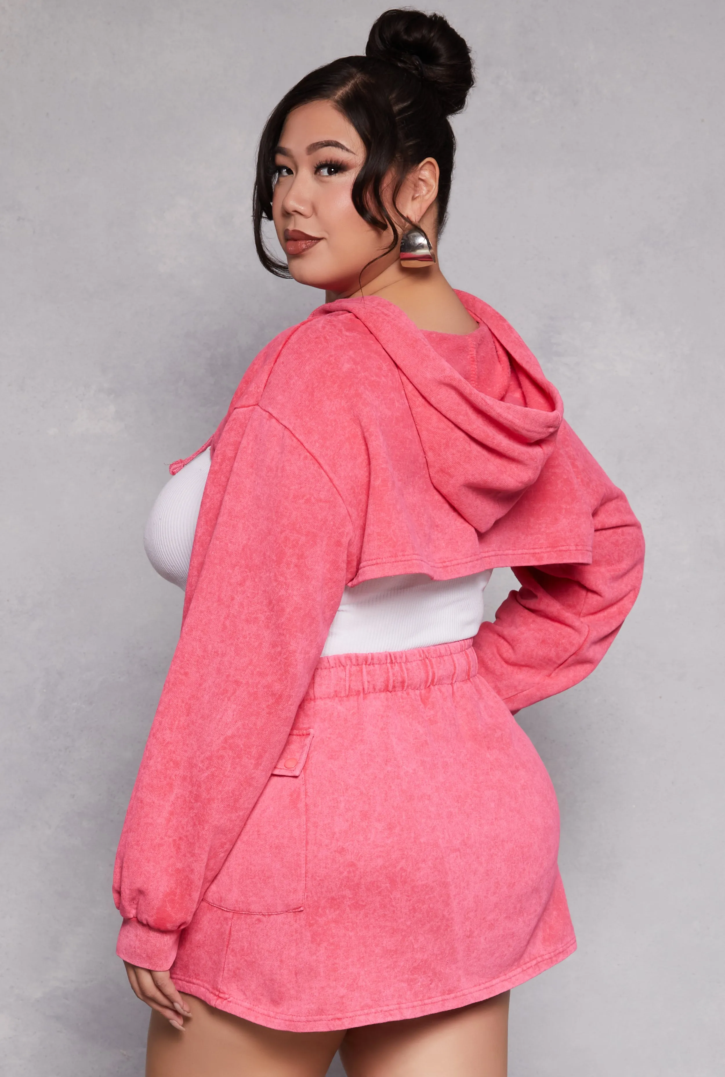 Plus Size Acid Wash Hooded Shrug sold by Rainbow product image thumbnail 3