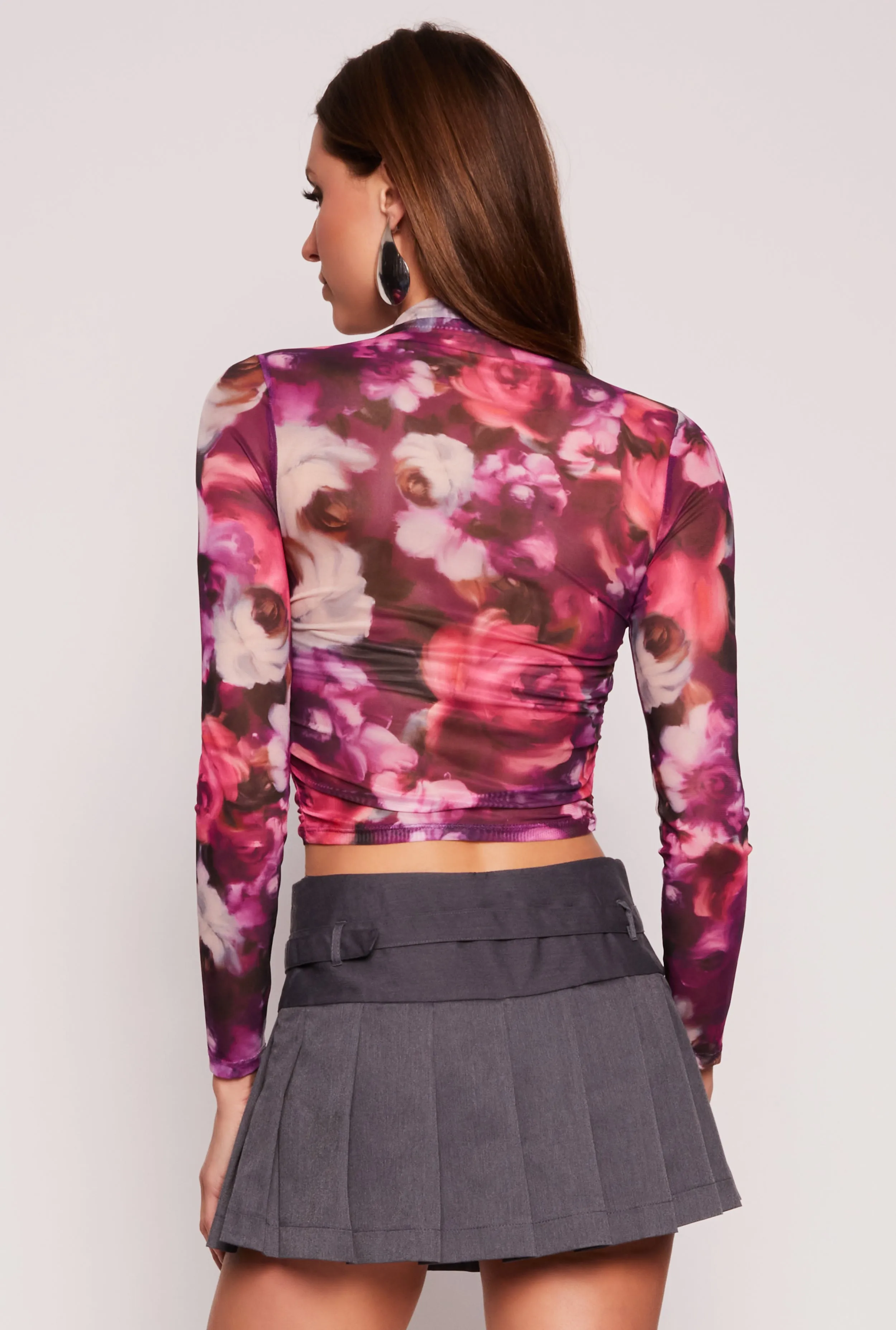 Floral Print Long Sleeve Mesh Top sold by Rainbow product image thumbnail 3