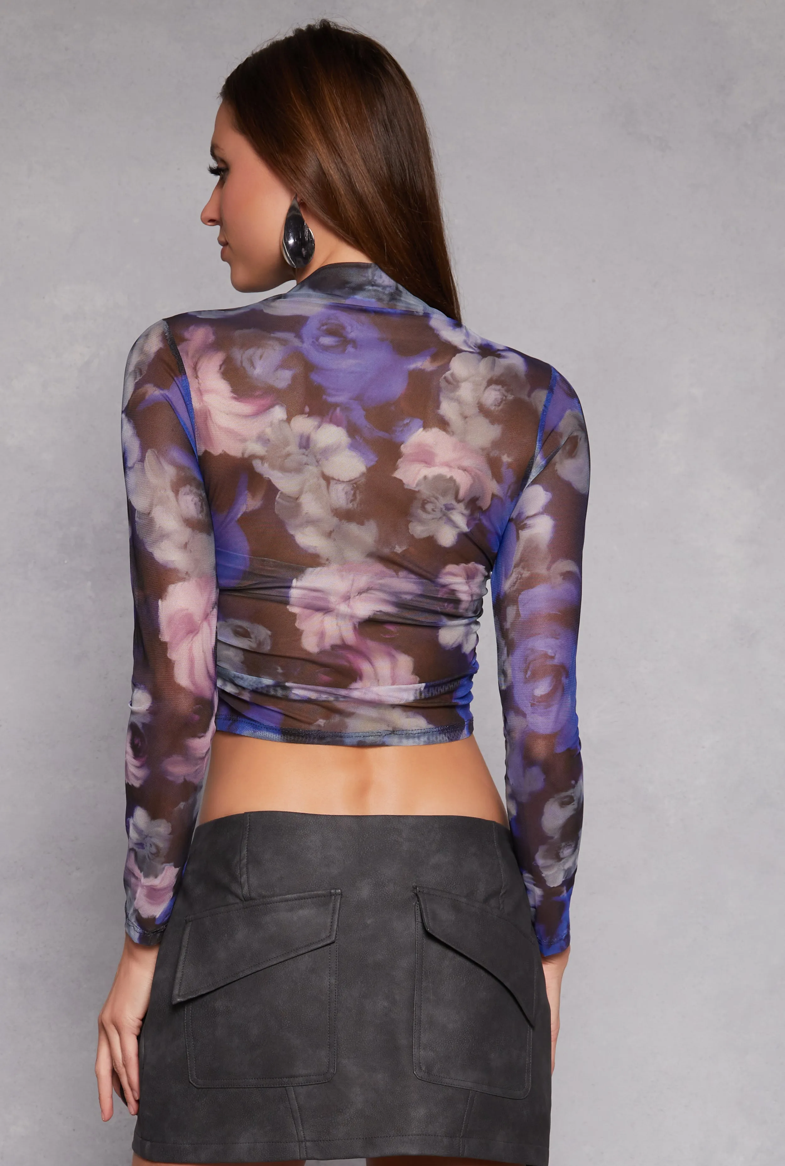 Floral Print Long Sleeve Mesh Top sold by Rainbow product image thumbnail 3